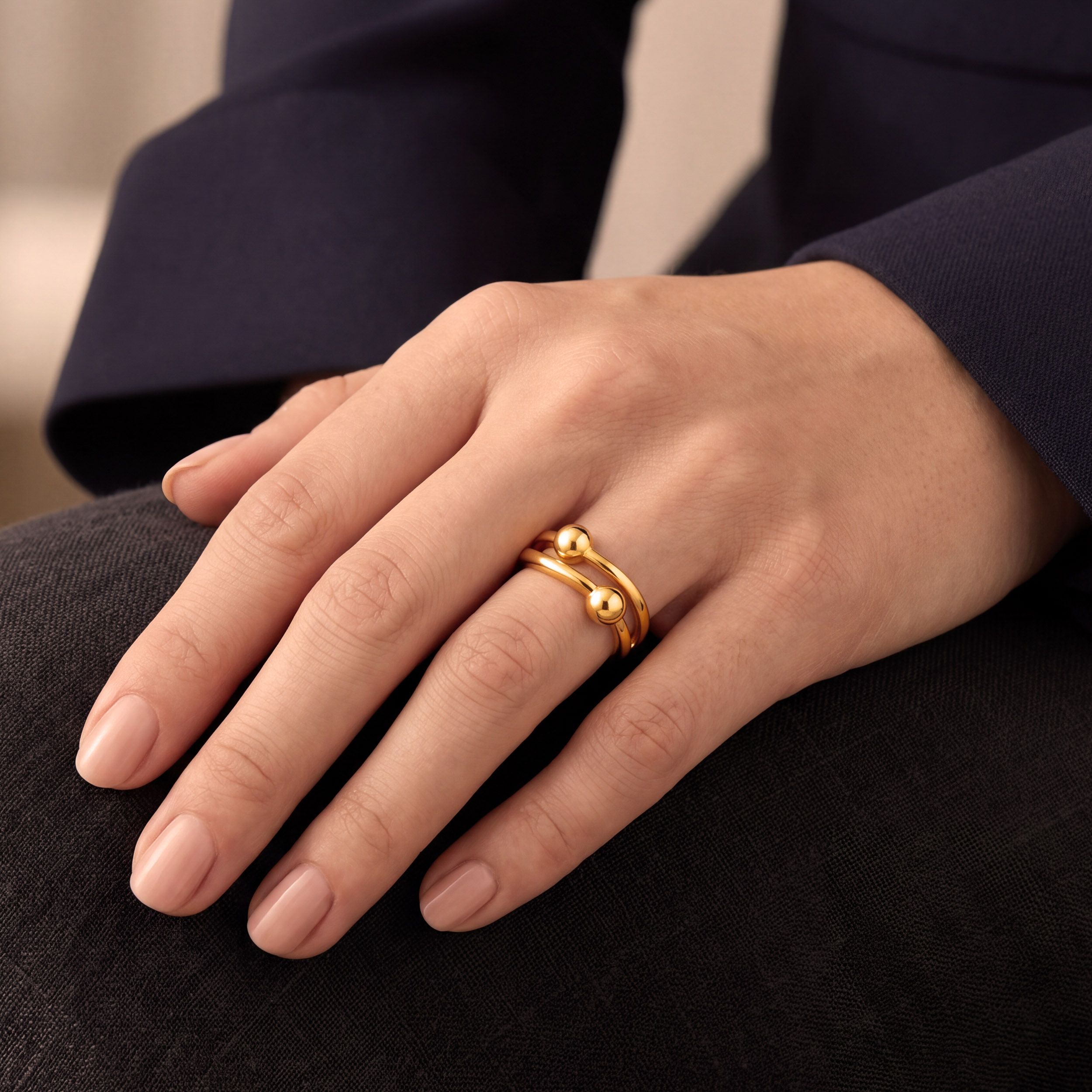 Duet Spheres Gold Ring image