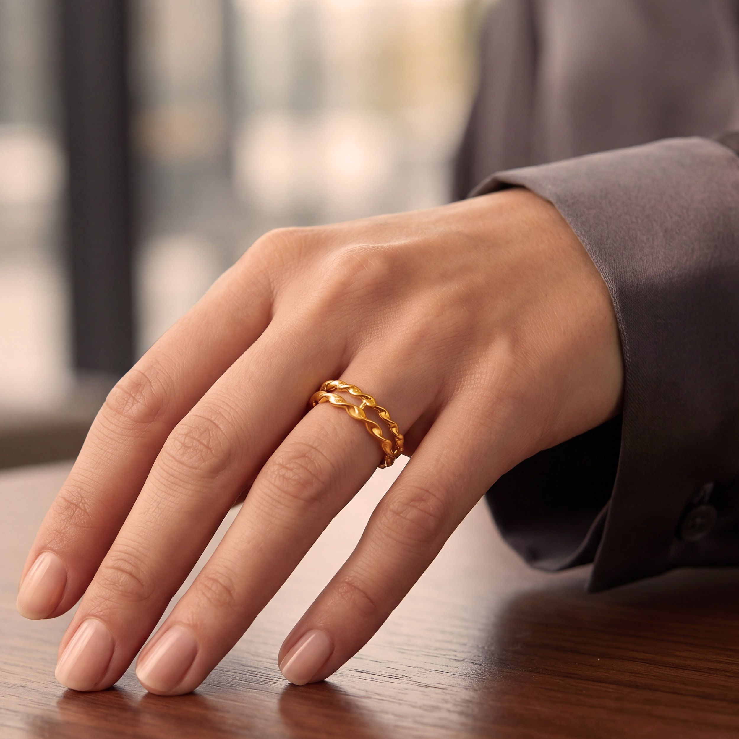Dual Ribbon Gold Ring image