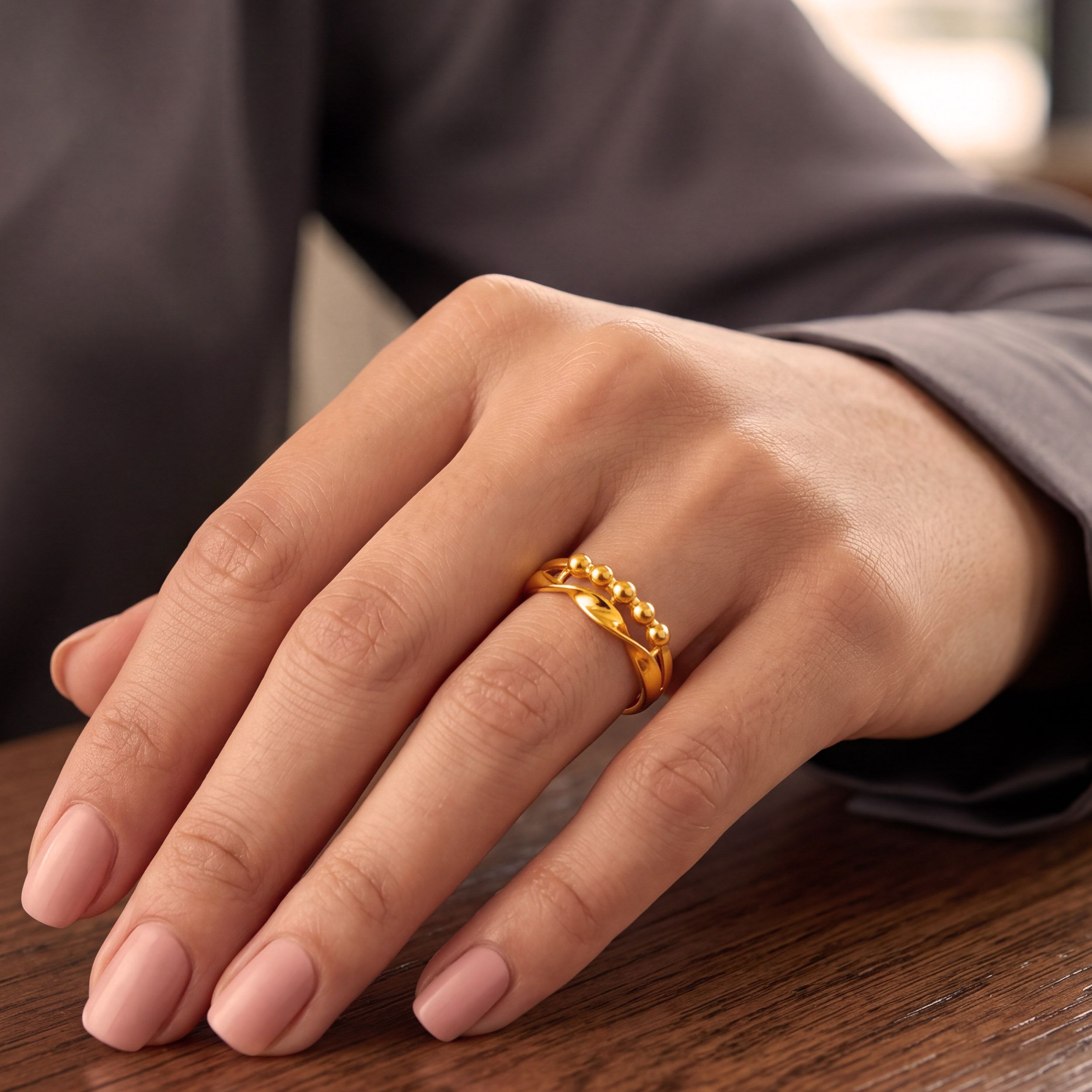 Beaded Brilliance Gold Ring image