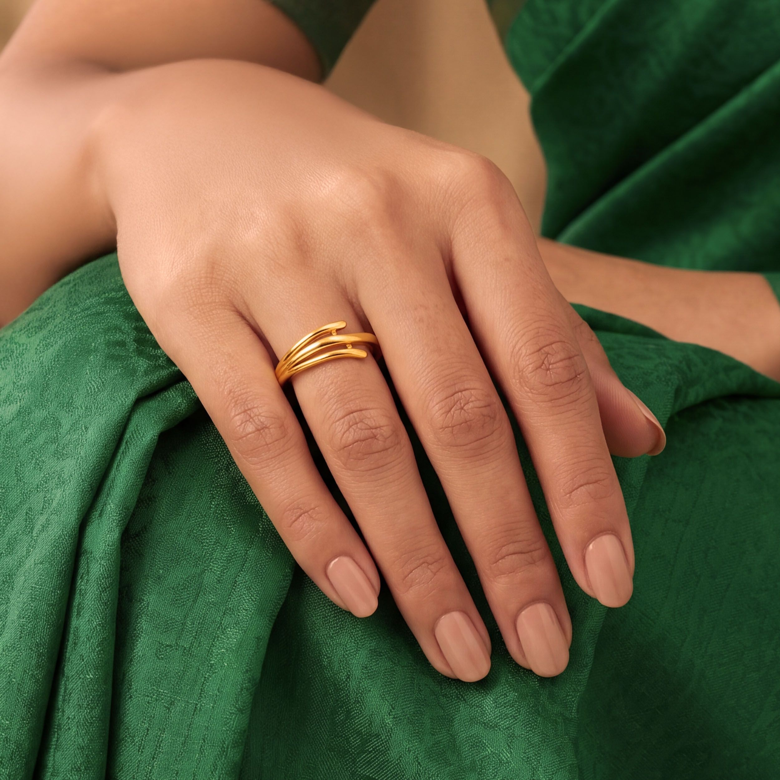 Minimalist Meridian Gold Ring image