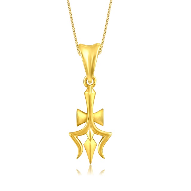 Shakti Trident Gold Pendant - Senco Gold and Diamonds