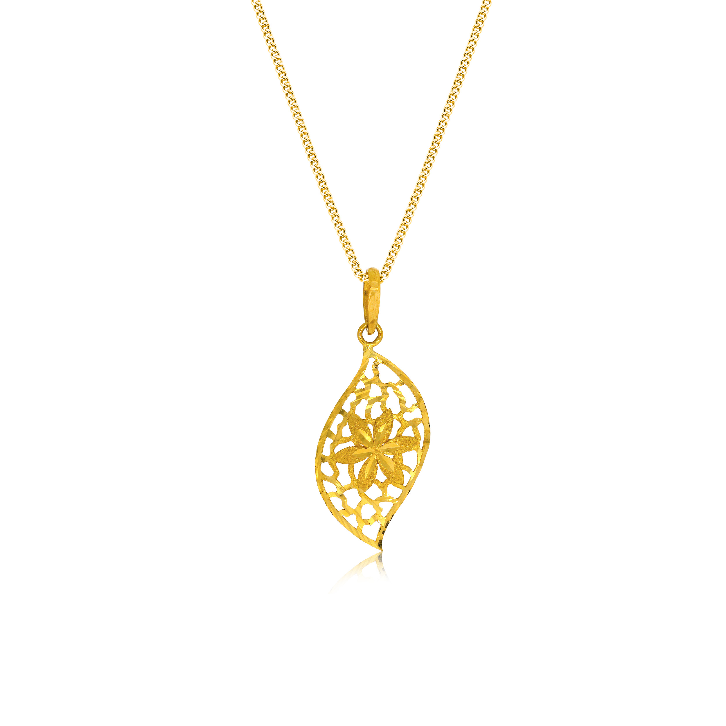 Leafy Sparkle Gold Pendant - Senco Gold and Diamonds