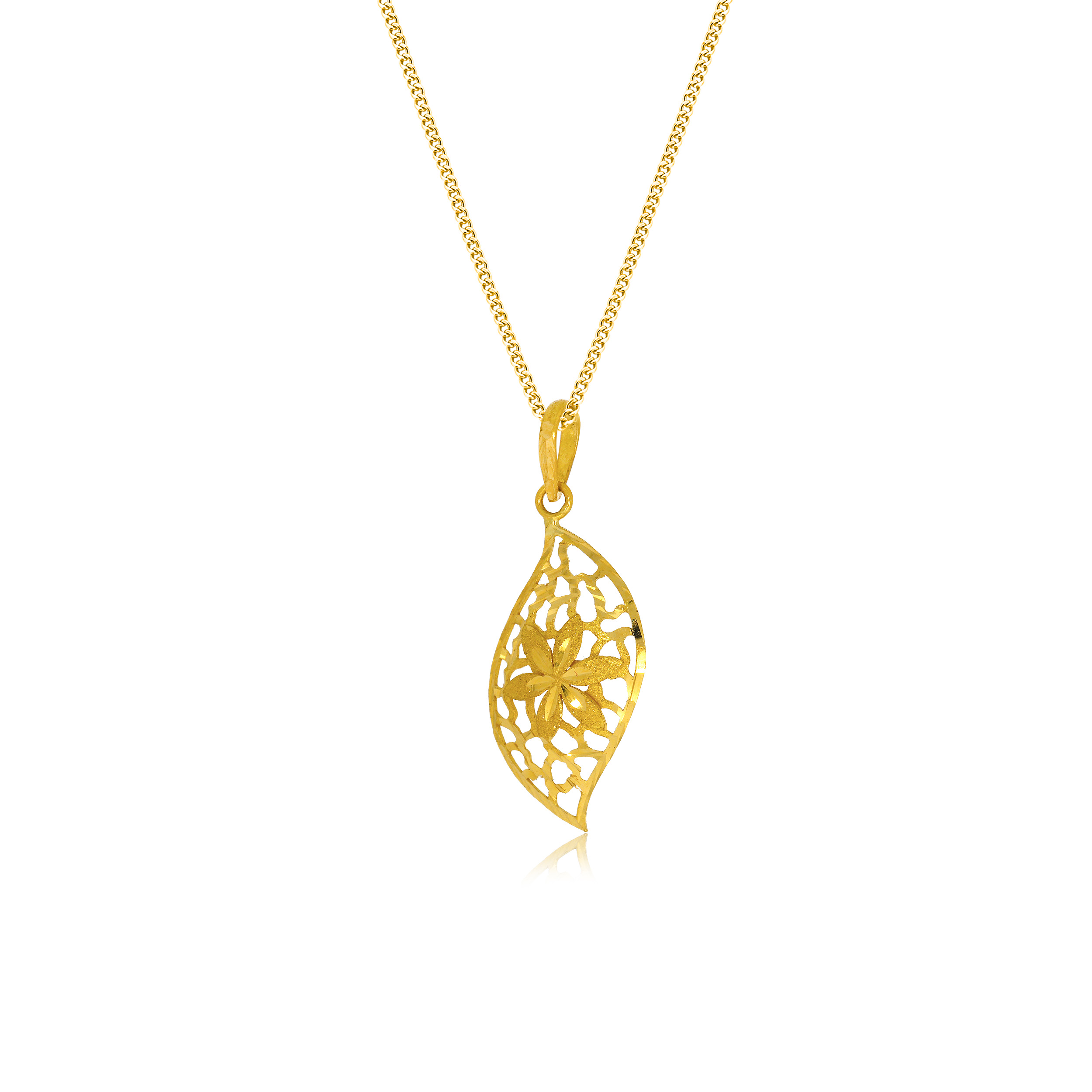 Leafy Sparkle Gold Pendant - Senco Gold and Diamonds