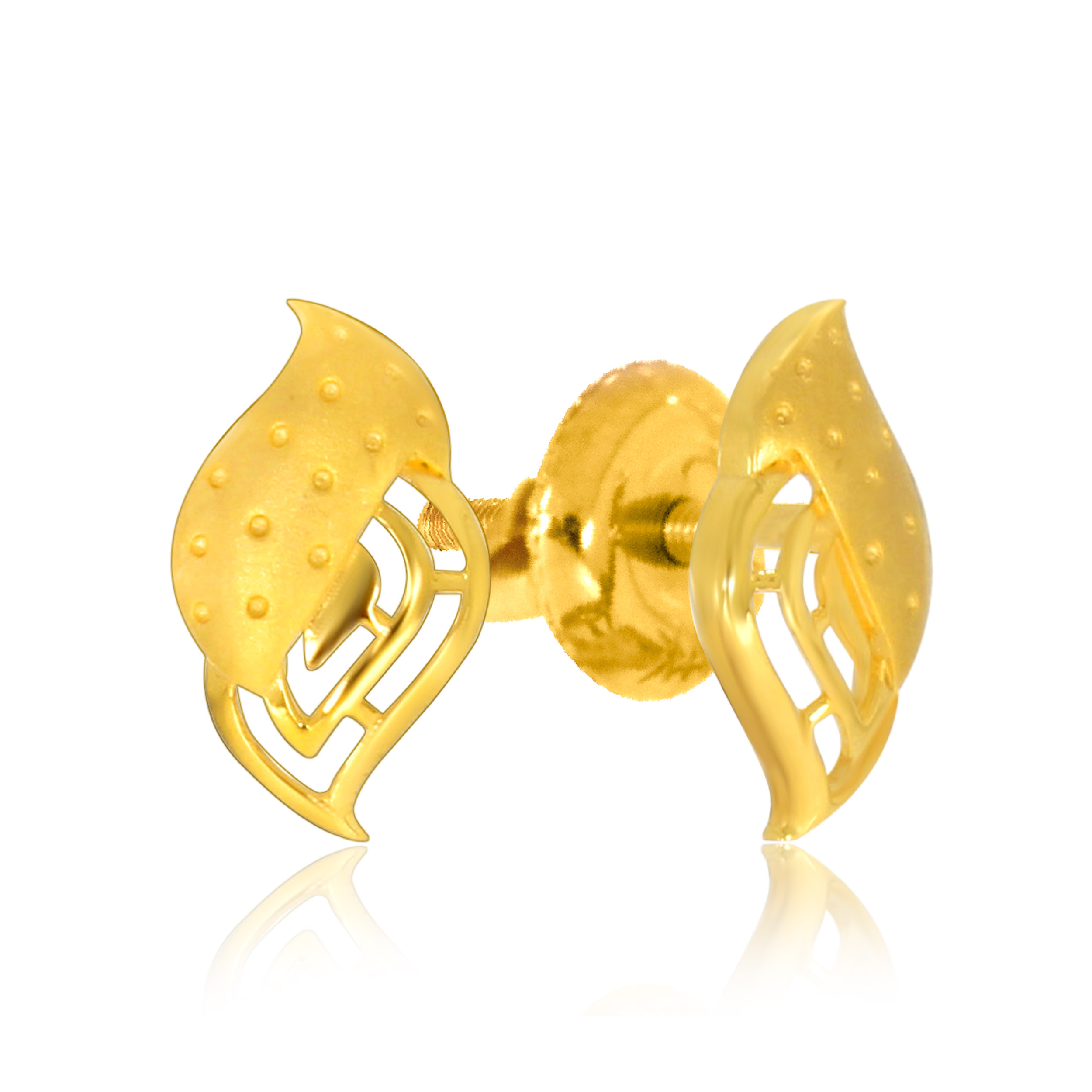 Overlapped Leaves Gold Studs - Senco Gold and Diamonds