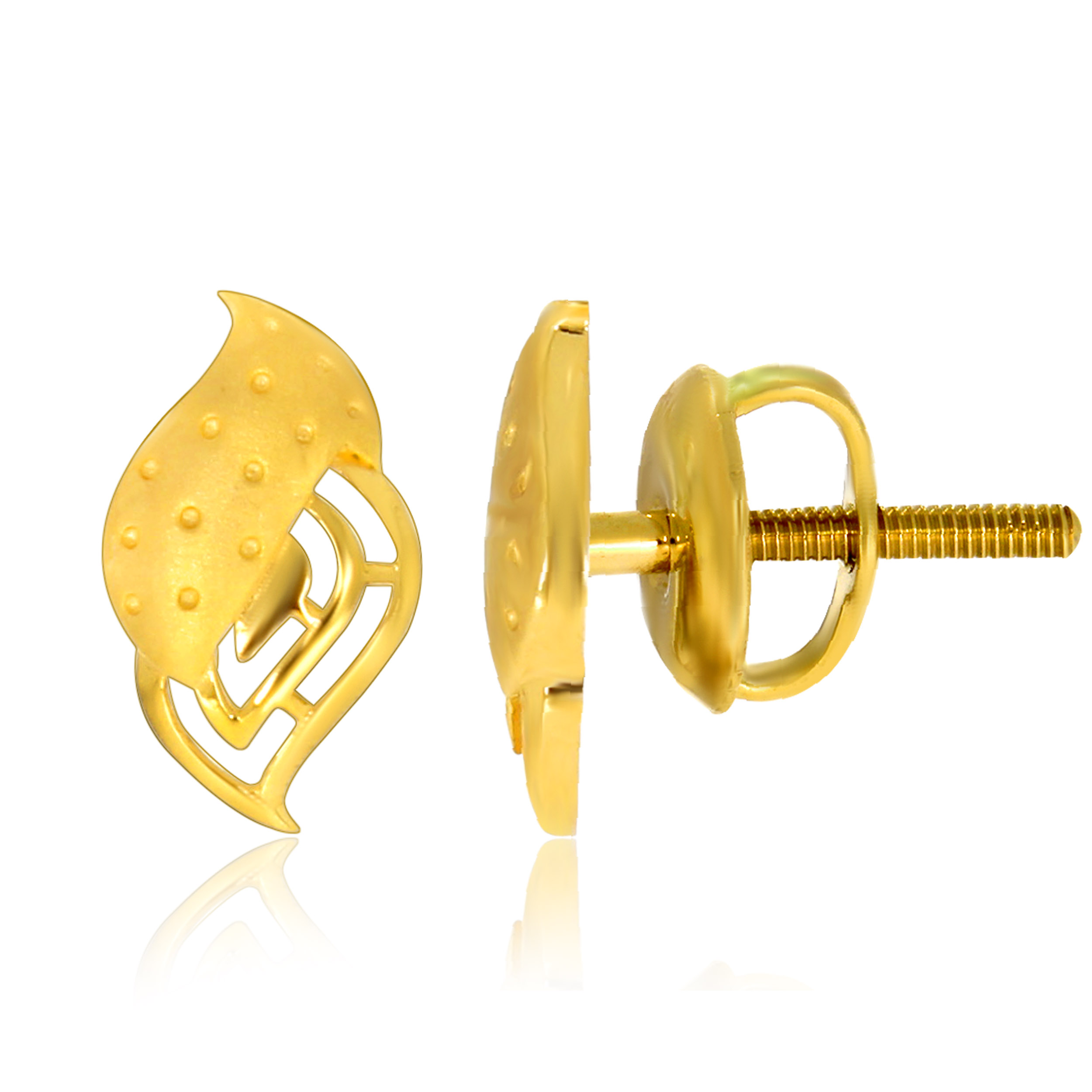 Overlapped Leaves Gold Studs - Senco Gold and Diamonds