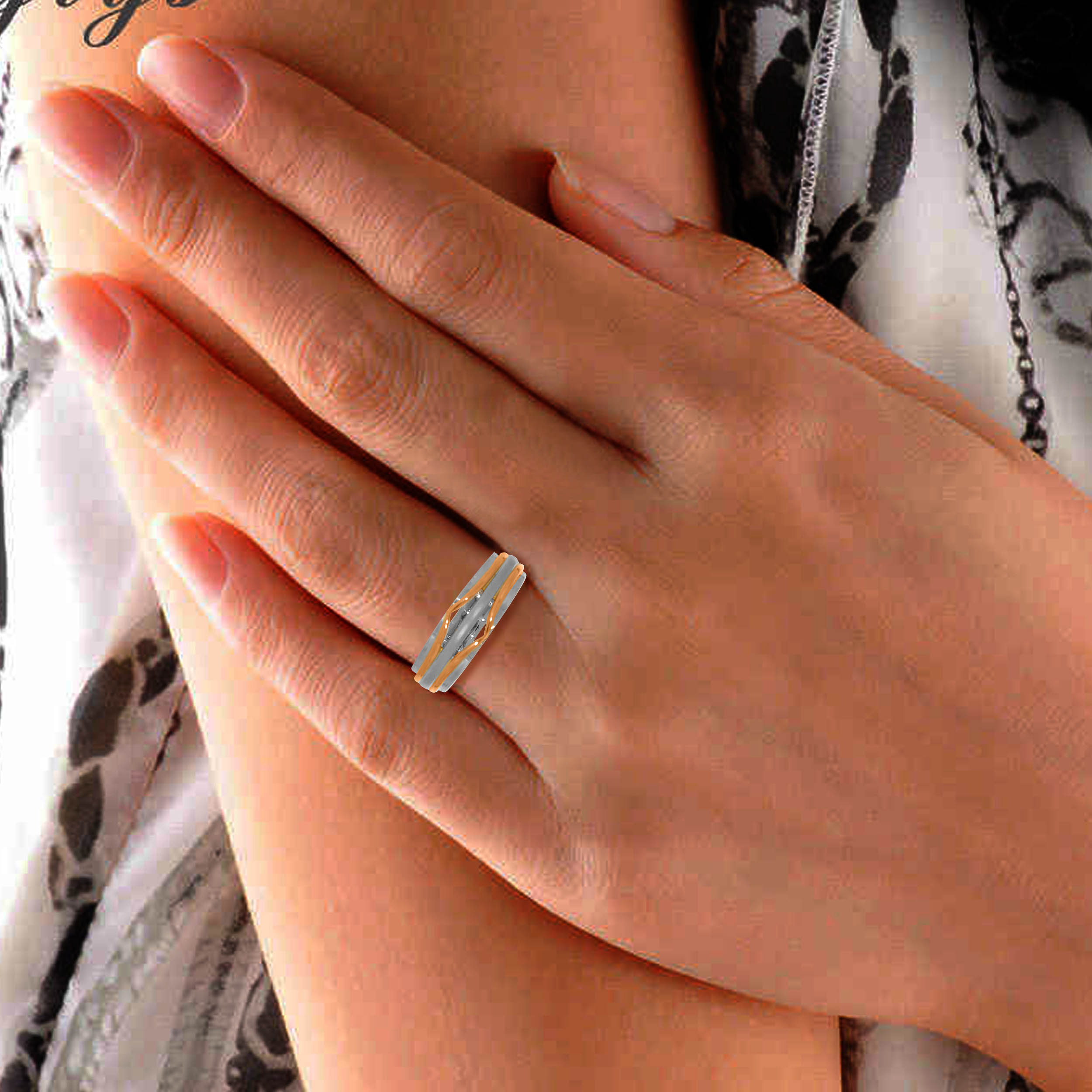 Twin Charm Unisex Platinum Band Ring - Senco Gold and Diamonds