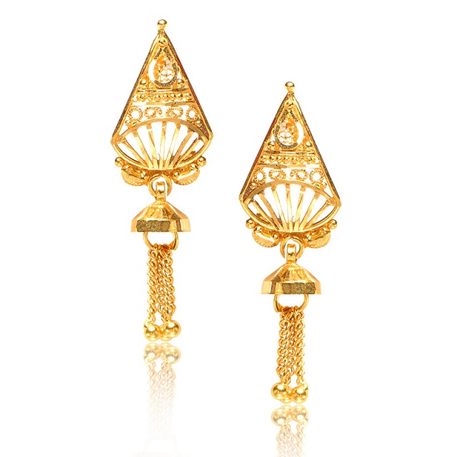 Traditional Cone Gold Earrings - Senco Gold and Diamonds