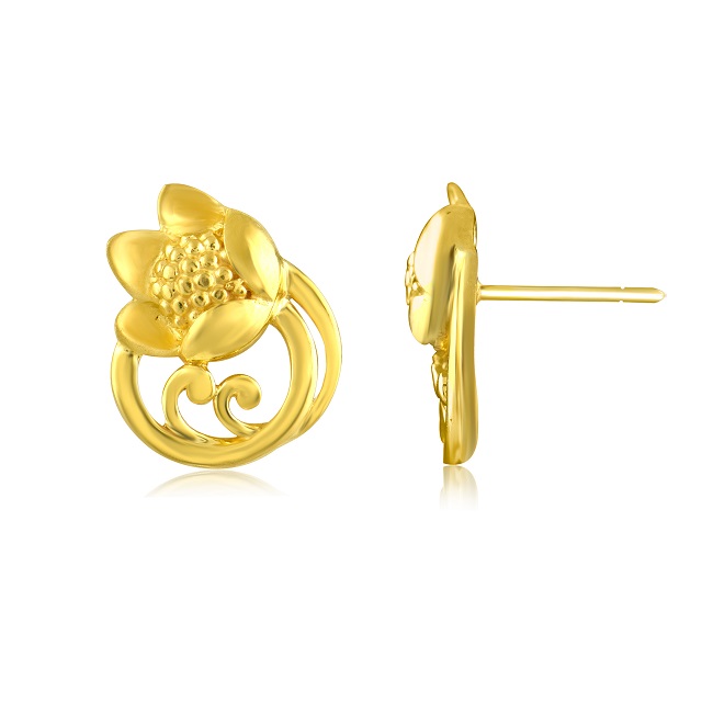 Twisted Bloom Gold Studs - Senco Gold and Diamonds