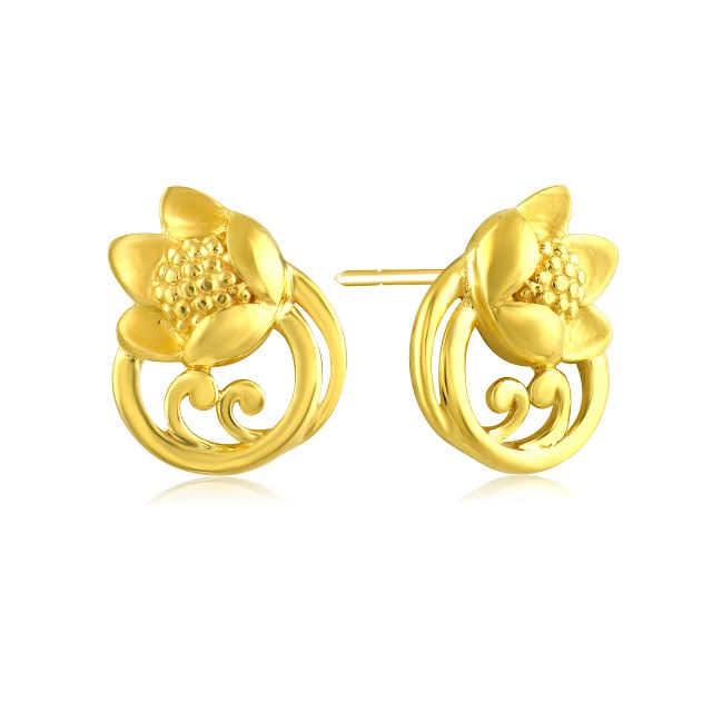 Twisted Bloom Gold Studs - Senco Gold and Diamonds