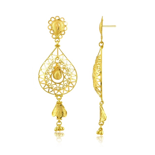 Artistic Droplet Gold Drop Earrings - Senco Gold and Diamonds