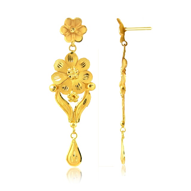 Daisy Glow Gold Drop Earrings - Senco Gold and Diamonds