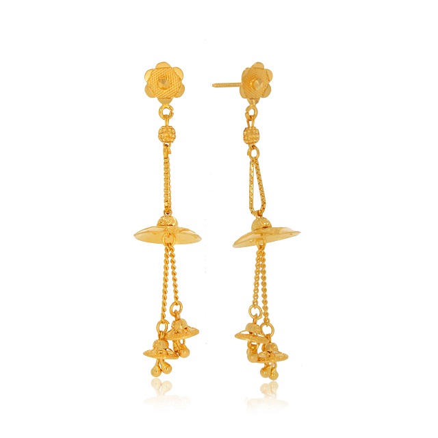 Sleek Bloom Gold Earrings - Senco Gold and Diamonds