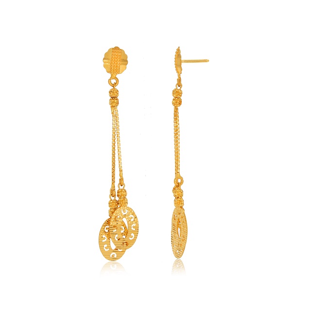 Dangling Petals Gold Drop Earrings - Senco Gold and Diamonds