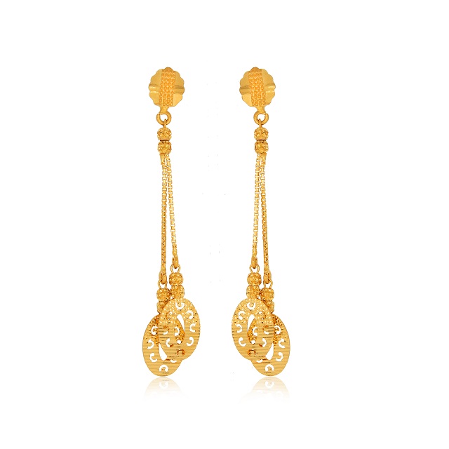 Dangling Petals Gold Drop Earrings - Senco Gold and Diamonds