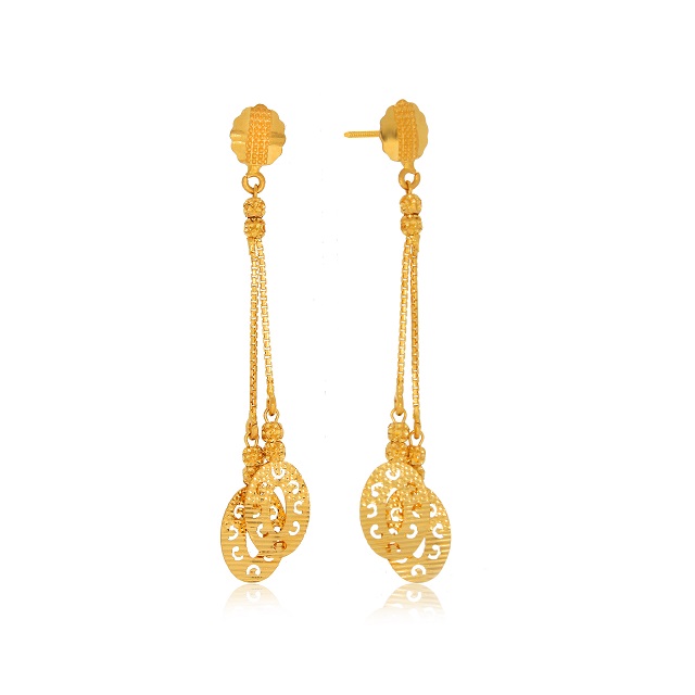 Dangling Petals Gold Drop Earrings - Senco Gold and Diamonds