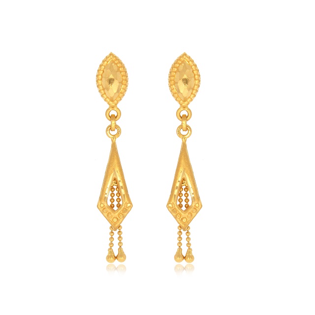 Modern Art Gold Drop Earrings - Senco Gold and Diamonds