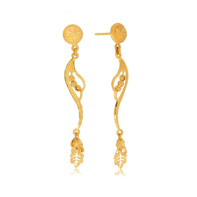 Stylish Dangle Gold Drop Earrings - Senco Gold and Diamonds