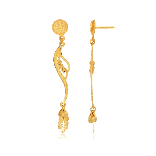 Stylish Dangle Gold Drop Earrings - Senco Gold and Diamonds