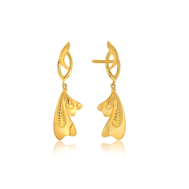 Dual Shine Gold Drop Earrings - Senco Gold and Diamonds