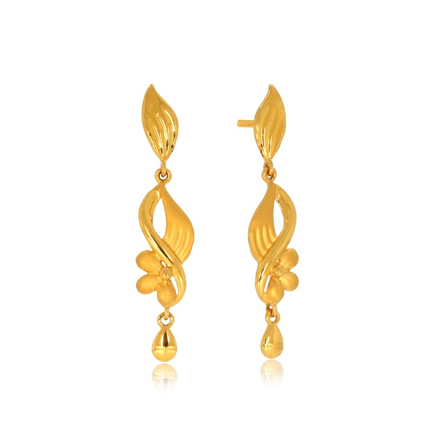 Floral Appeal Gold Drop Earrings - Senco Gold and Diamonds