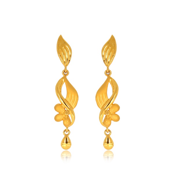 Floral Appeal Gold Drop Earrings - Senco Gold and Diamonds