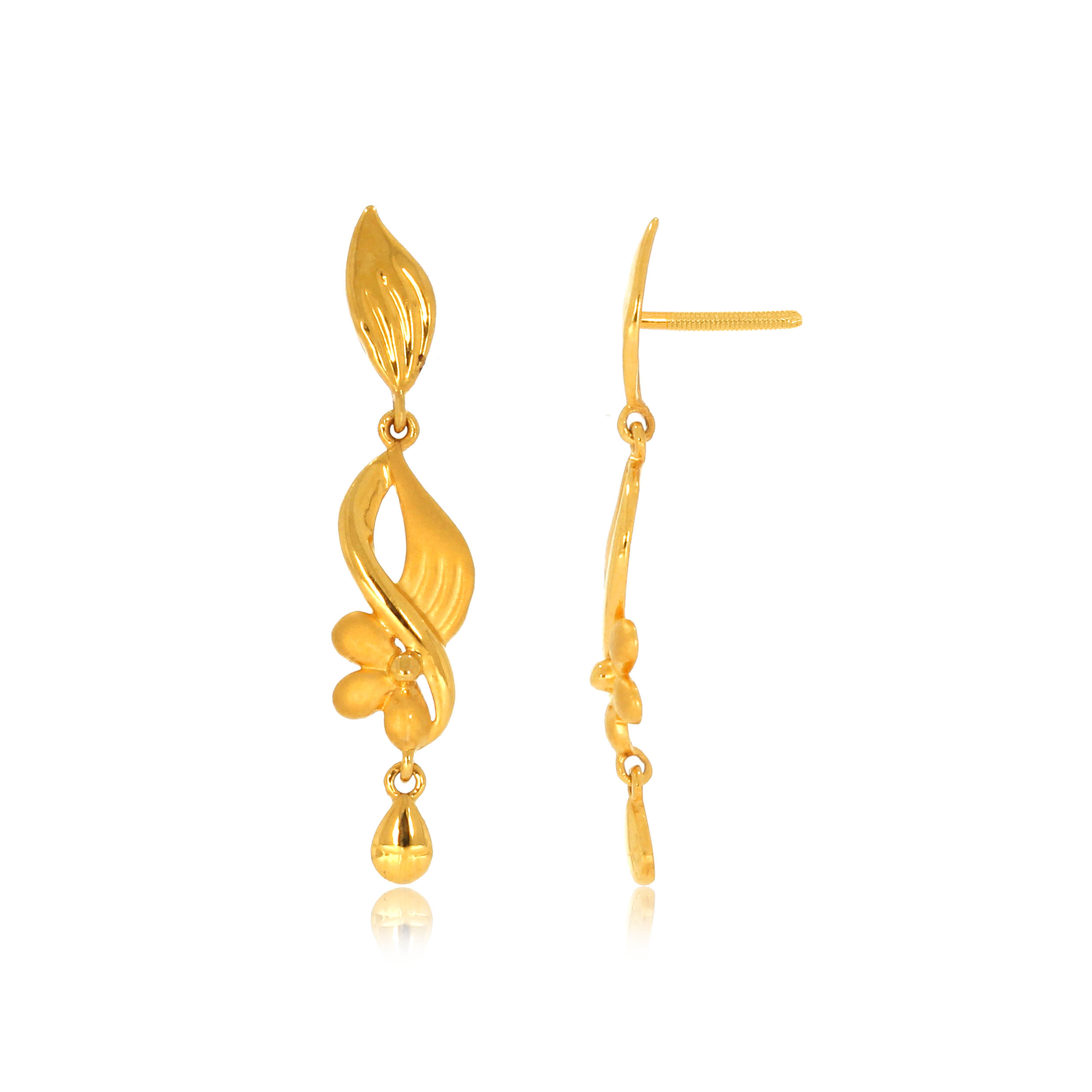 Floral Appeal Gold Drop Earrings - Senco Gold and Diamonds