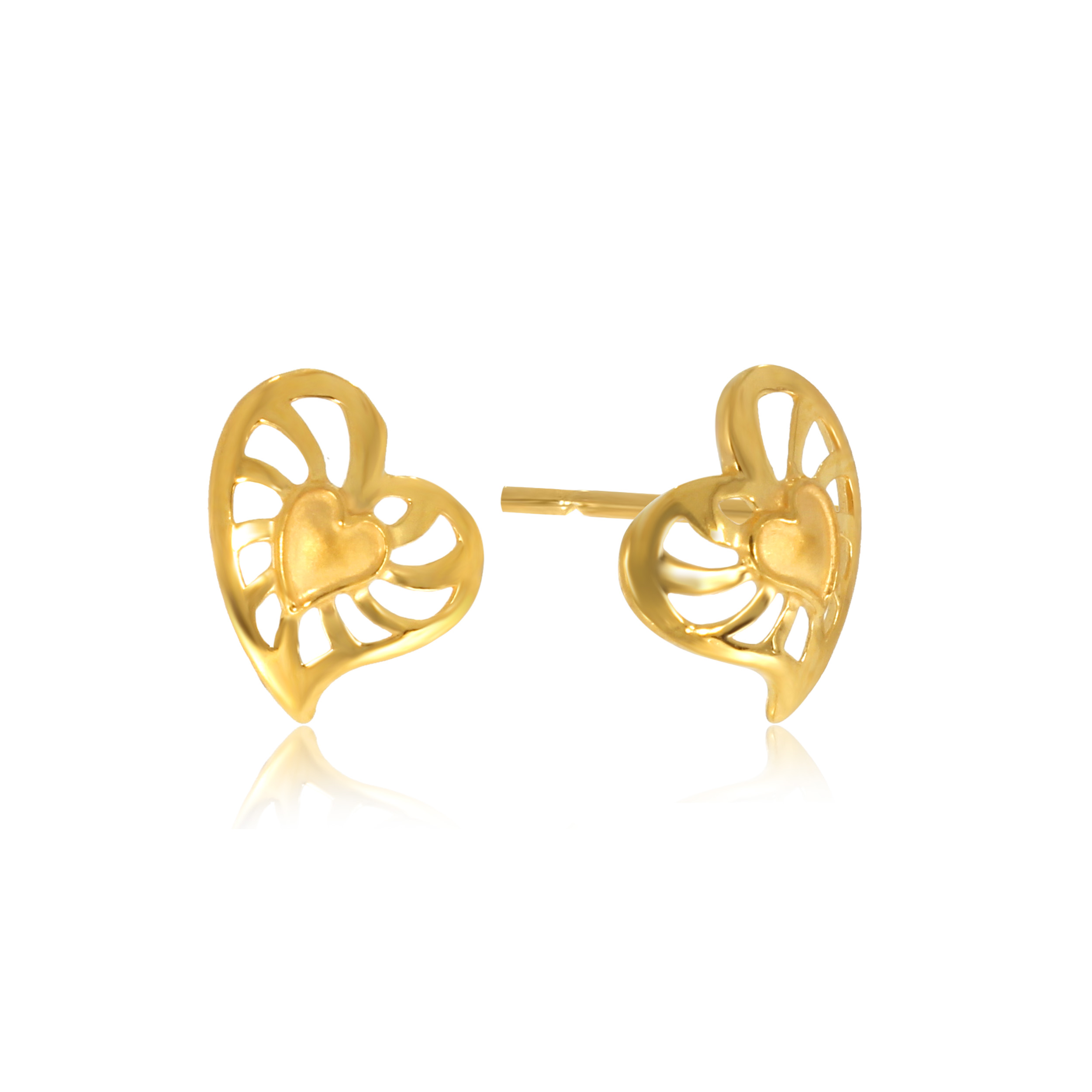 Cute Heart Gold Studs - Senco Gold and Diamonds
