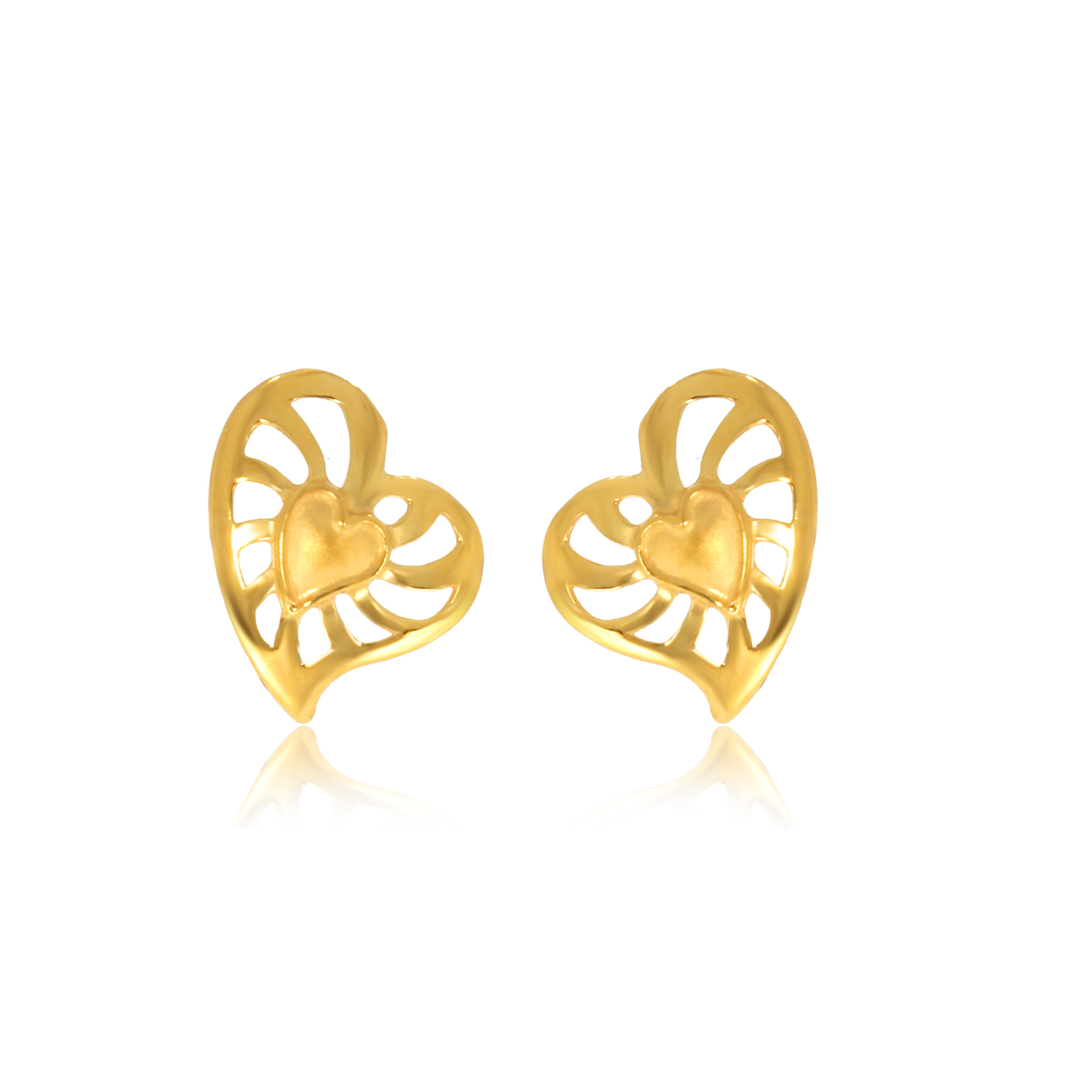 Cute Heart Gold Studs - Senco Gold and Diamonds