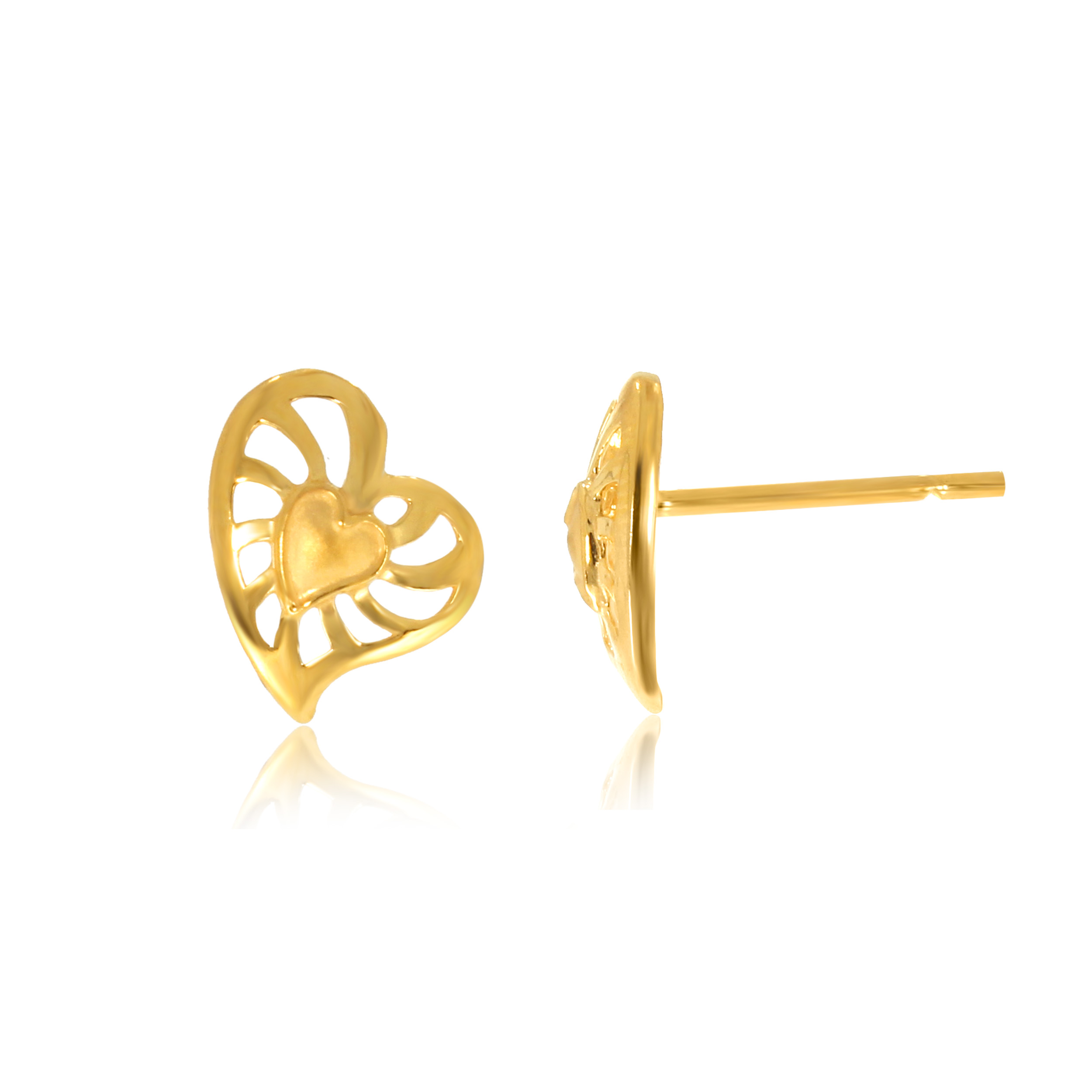 Cute Heart Gold Studs - Senco Gold and Diamonds