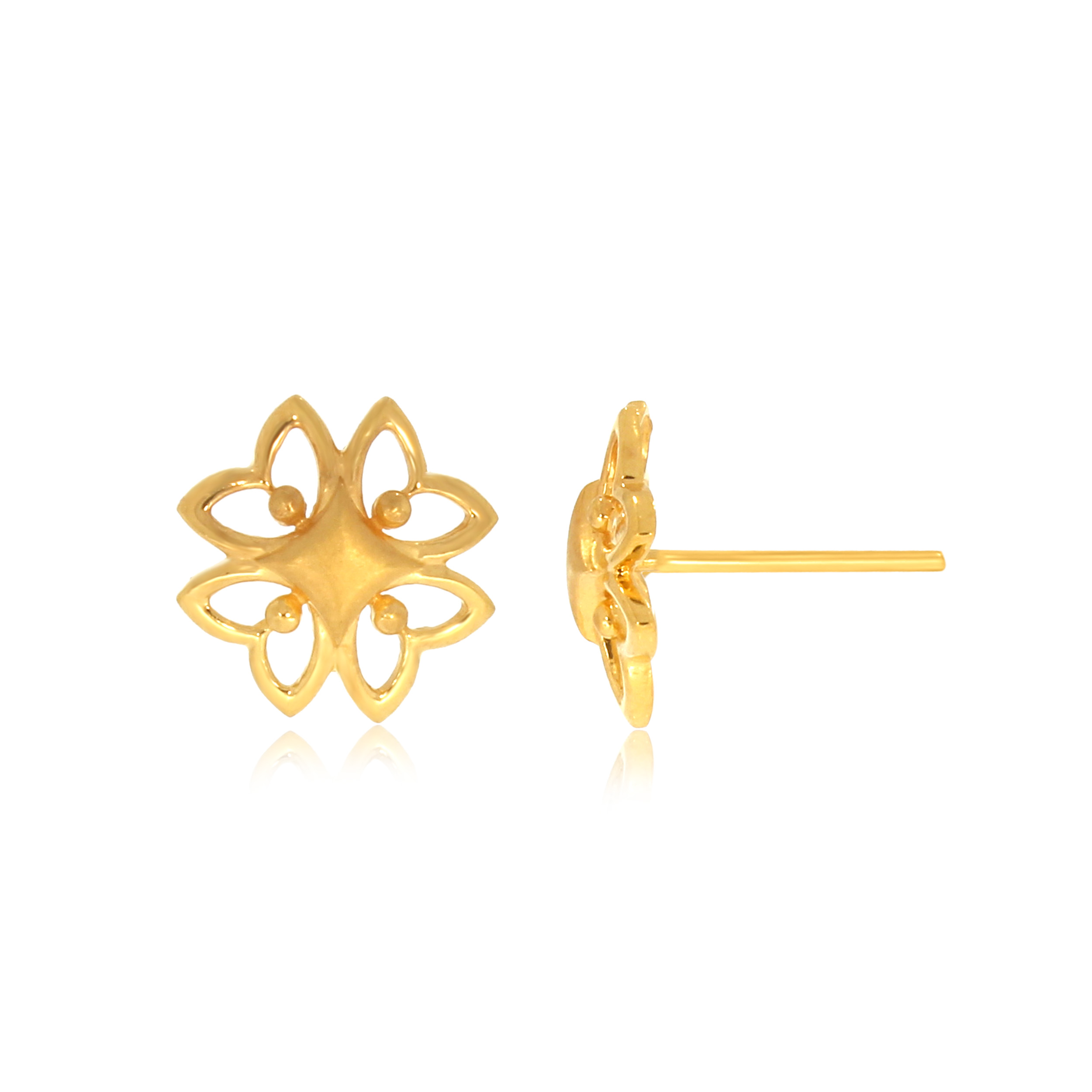 Daisy Heart Gold Studs - Senco Gold and Diamonds