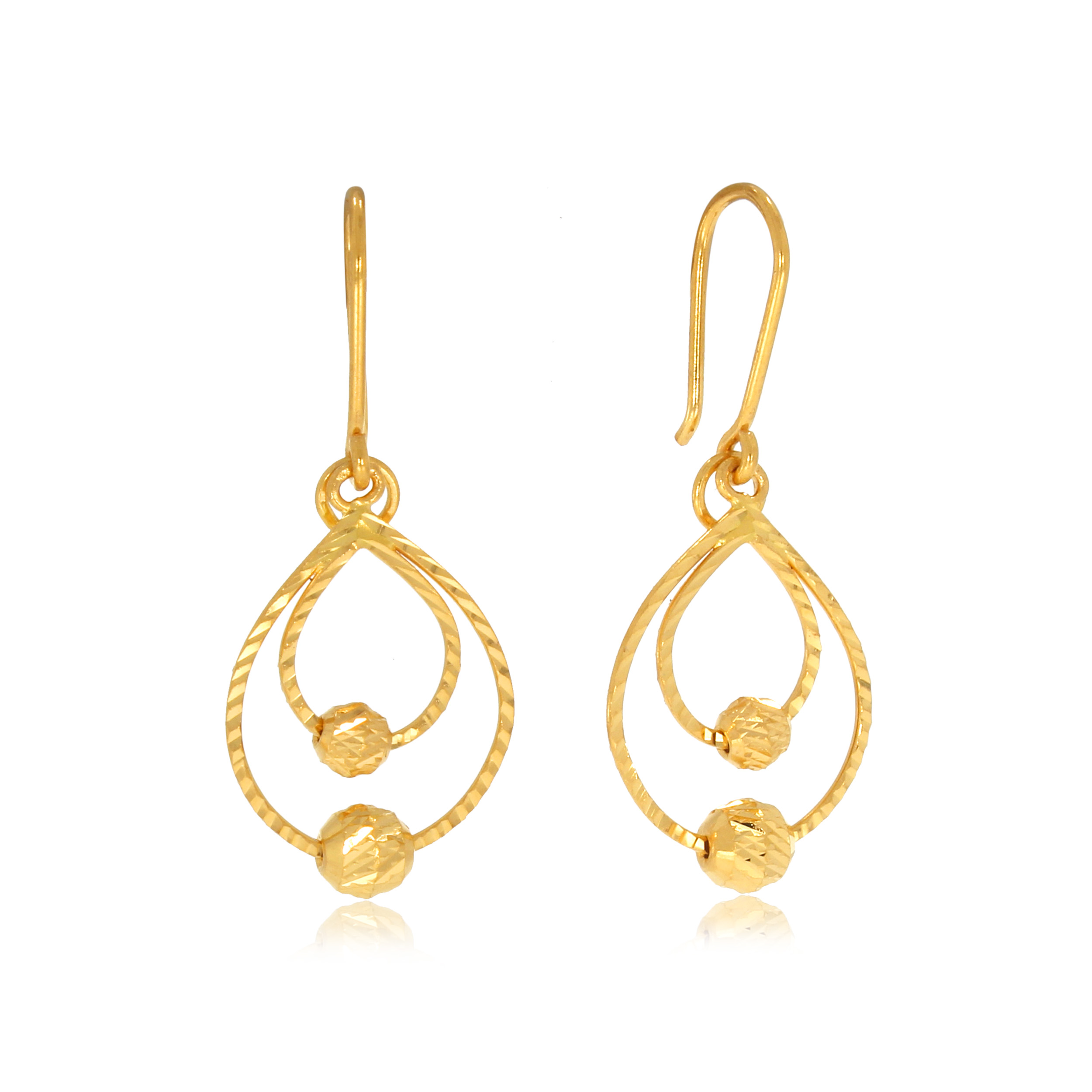 Sleek Petals Gold Hook Earrings - Senco Gold and Diamonds