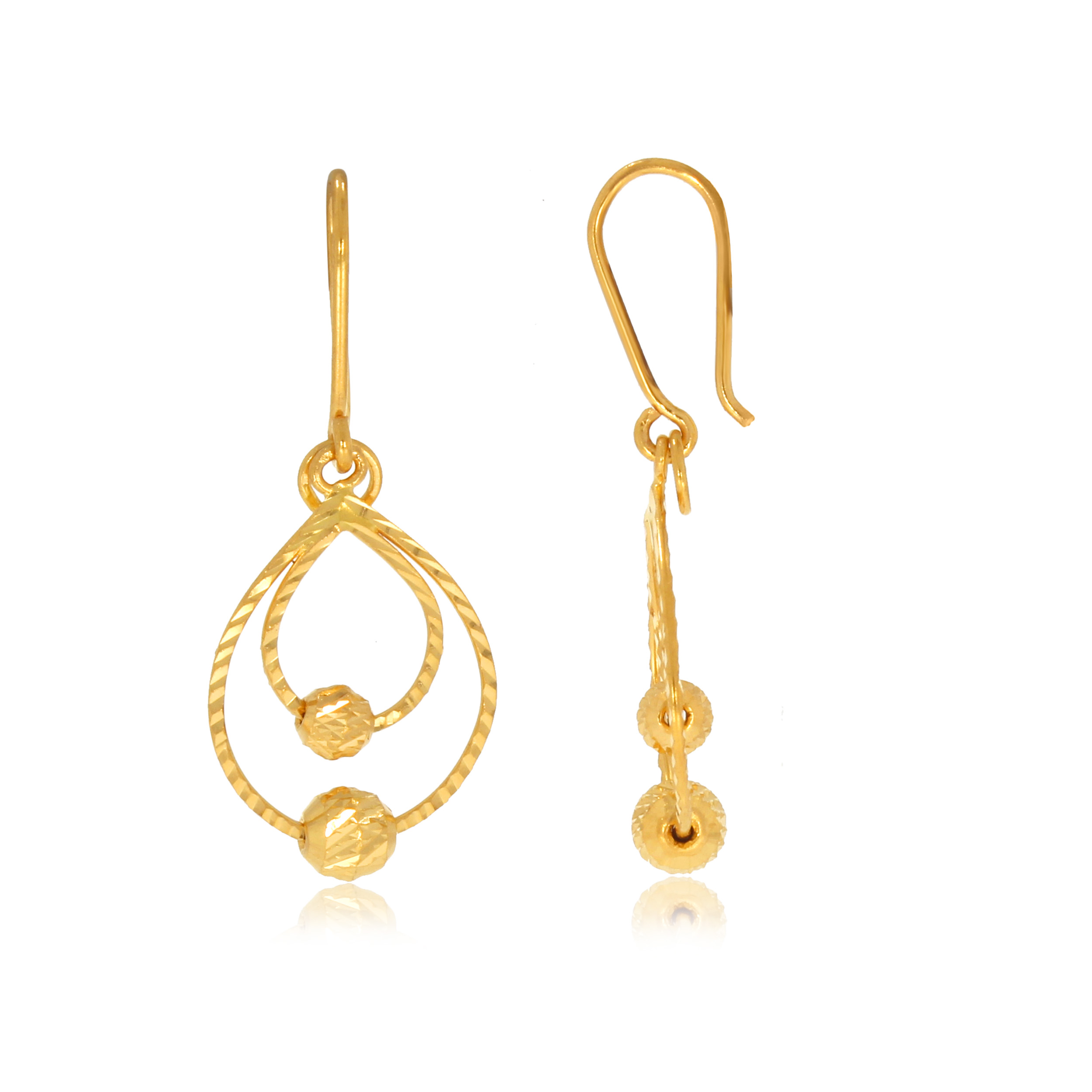 Sleek Petals Gold Hook Earrings - Senco Gold and Diamonds