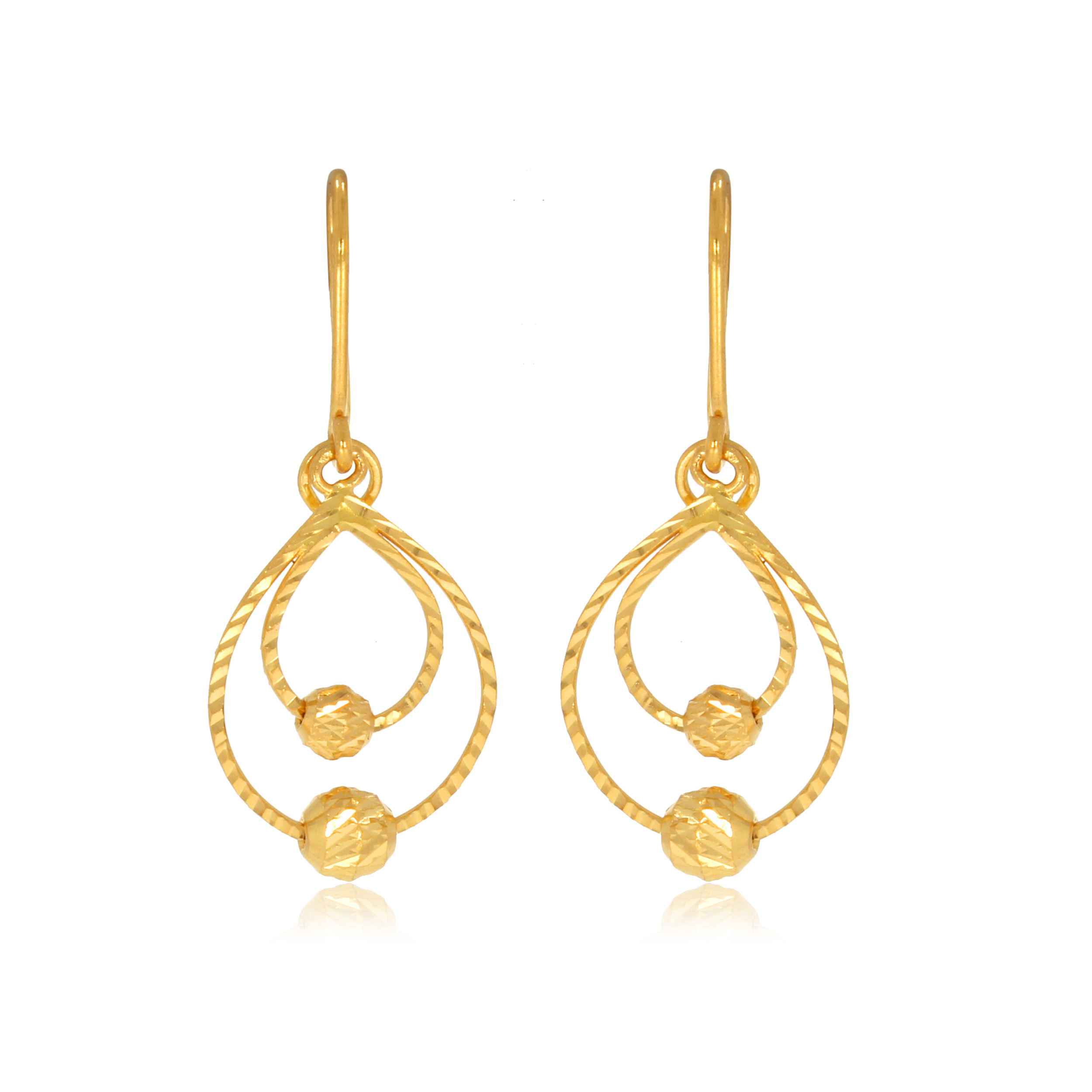 Sleek Petals Gold Hook Earrings - Senco Gold and Diamonds