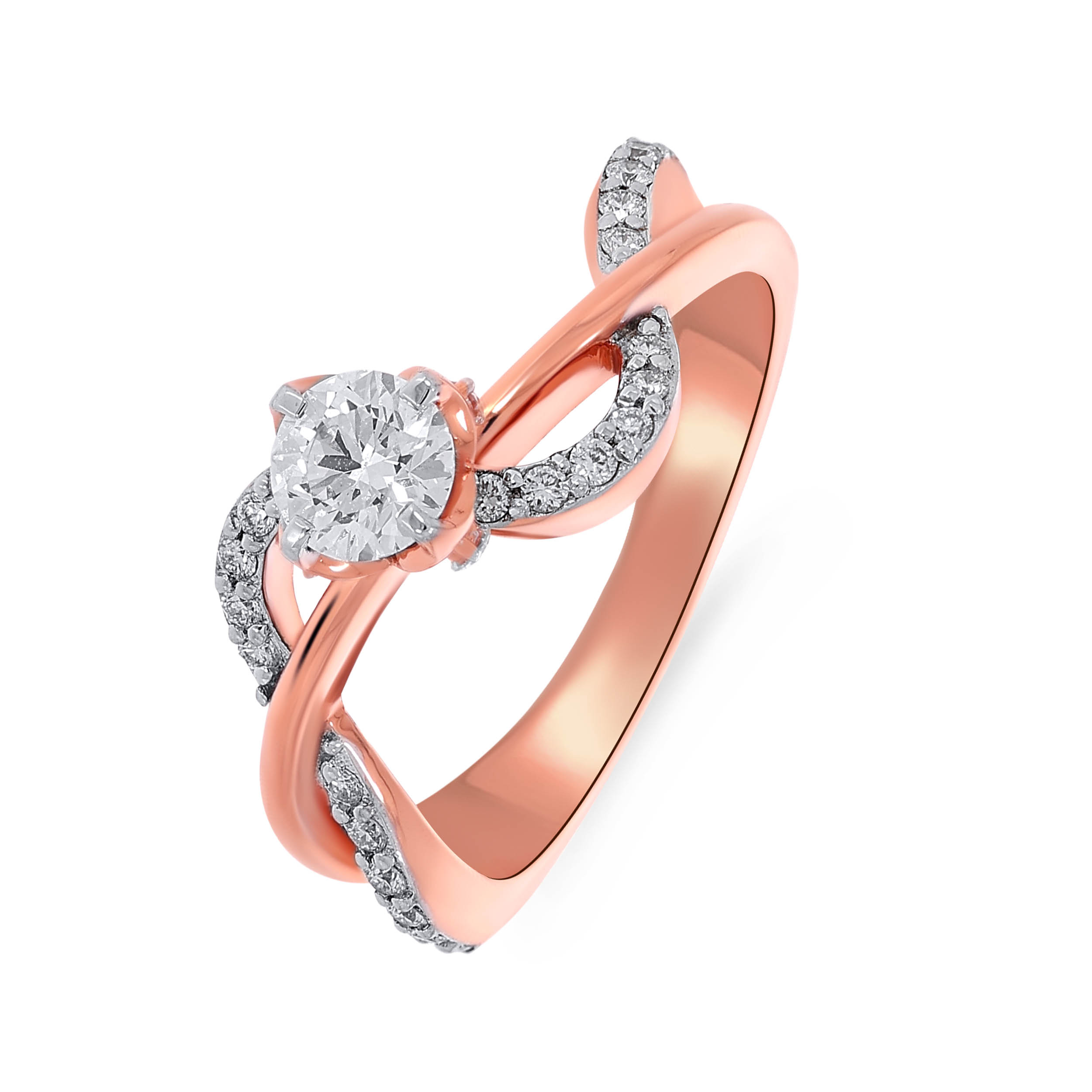 Wavy Adore Solitaire Ring - Senco Gold and Diamonds