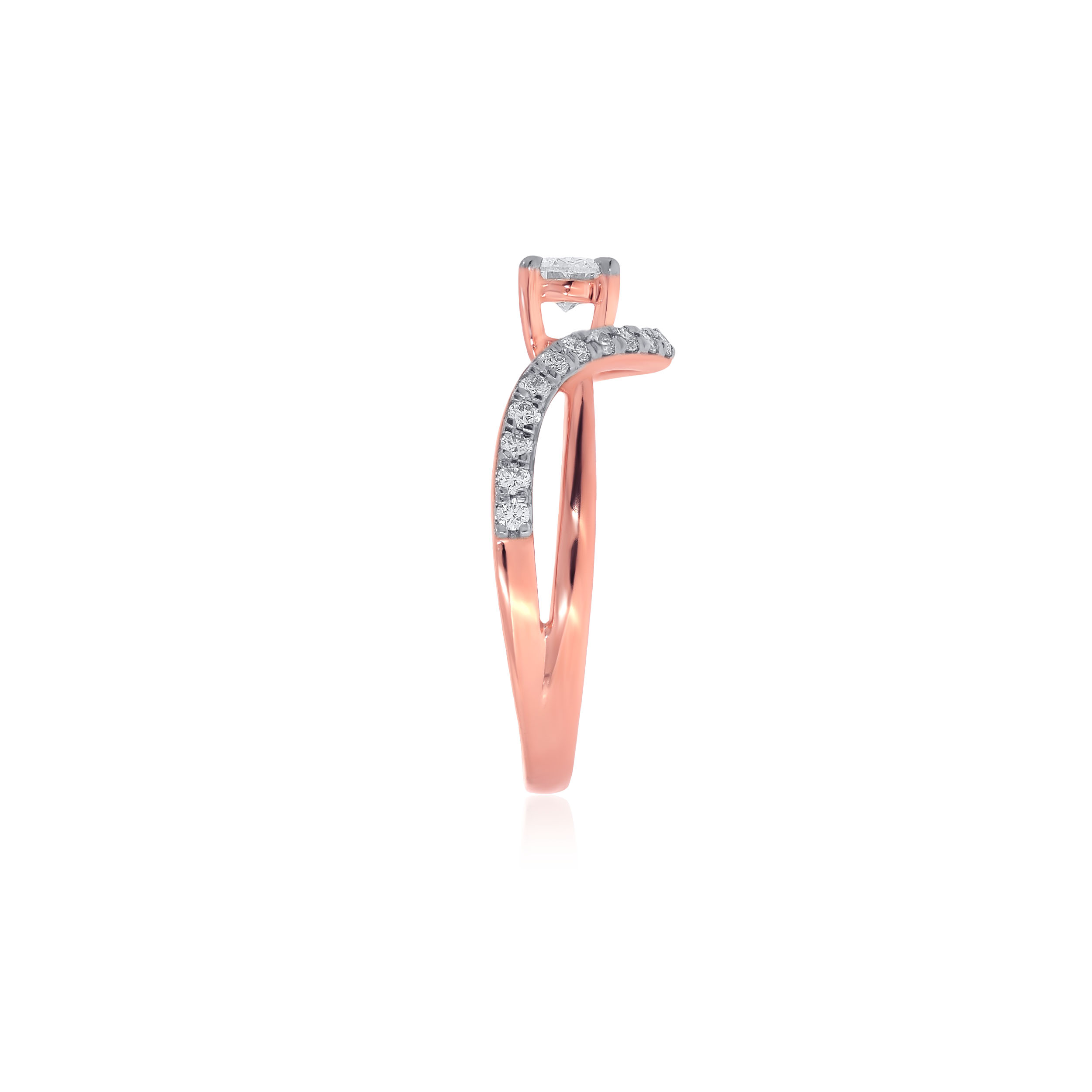 Wavy Dazzle Solitaire Ring - Senco Gold and Diamonds