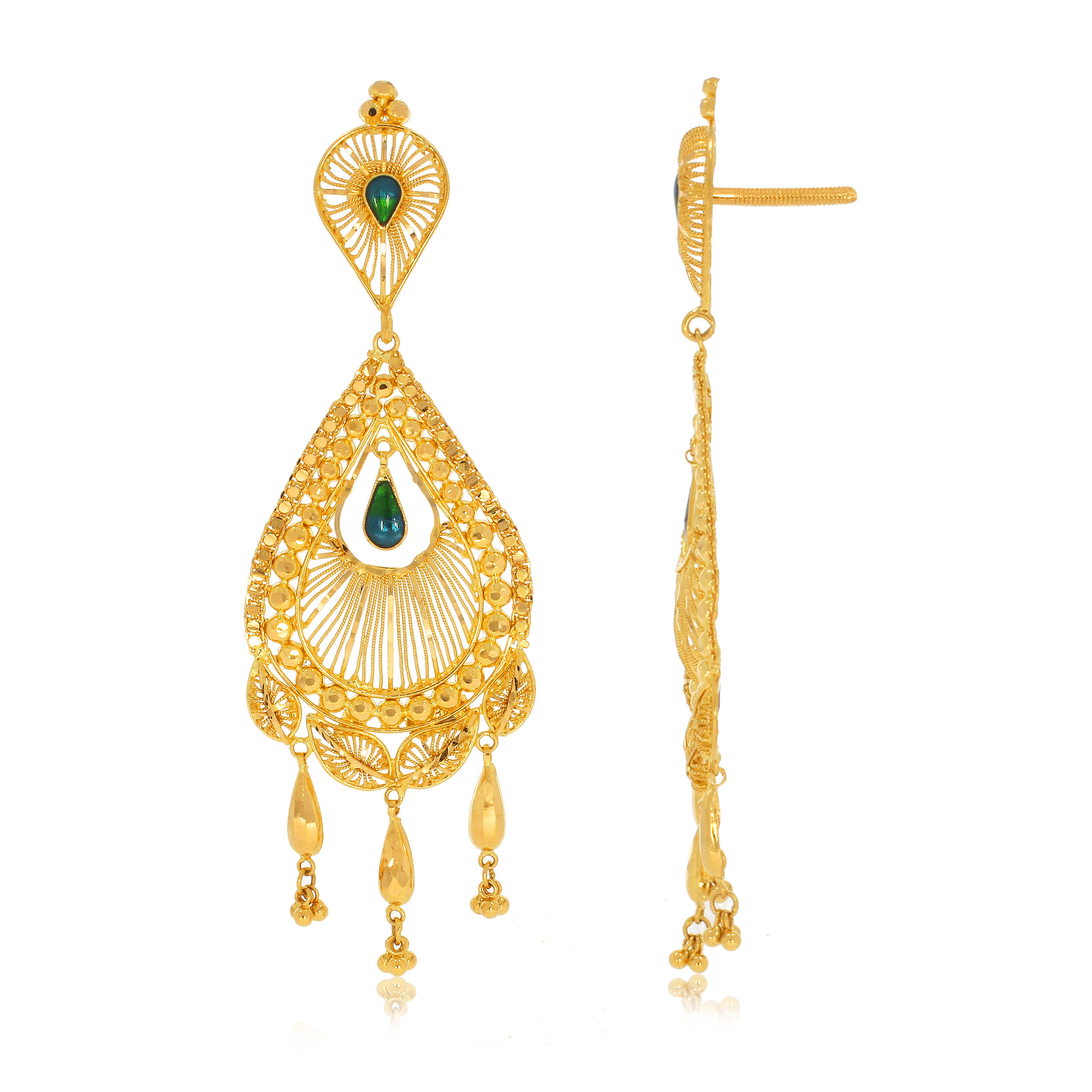 Droplet Poise Gold Danglers - Senco Gold and Diamonds