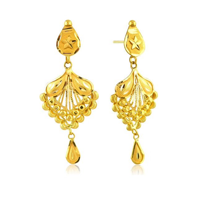Heavenly Petals Gold Drop Earrings - Senco Gold and Diamonds
