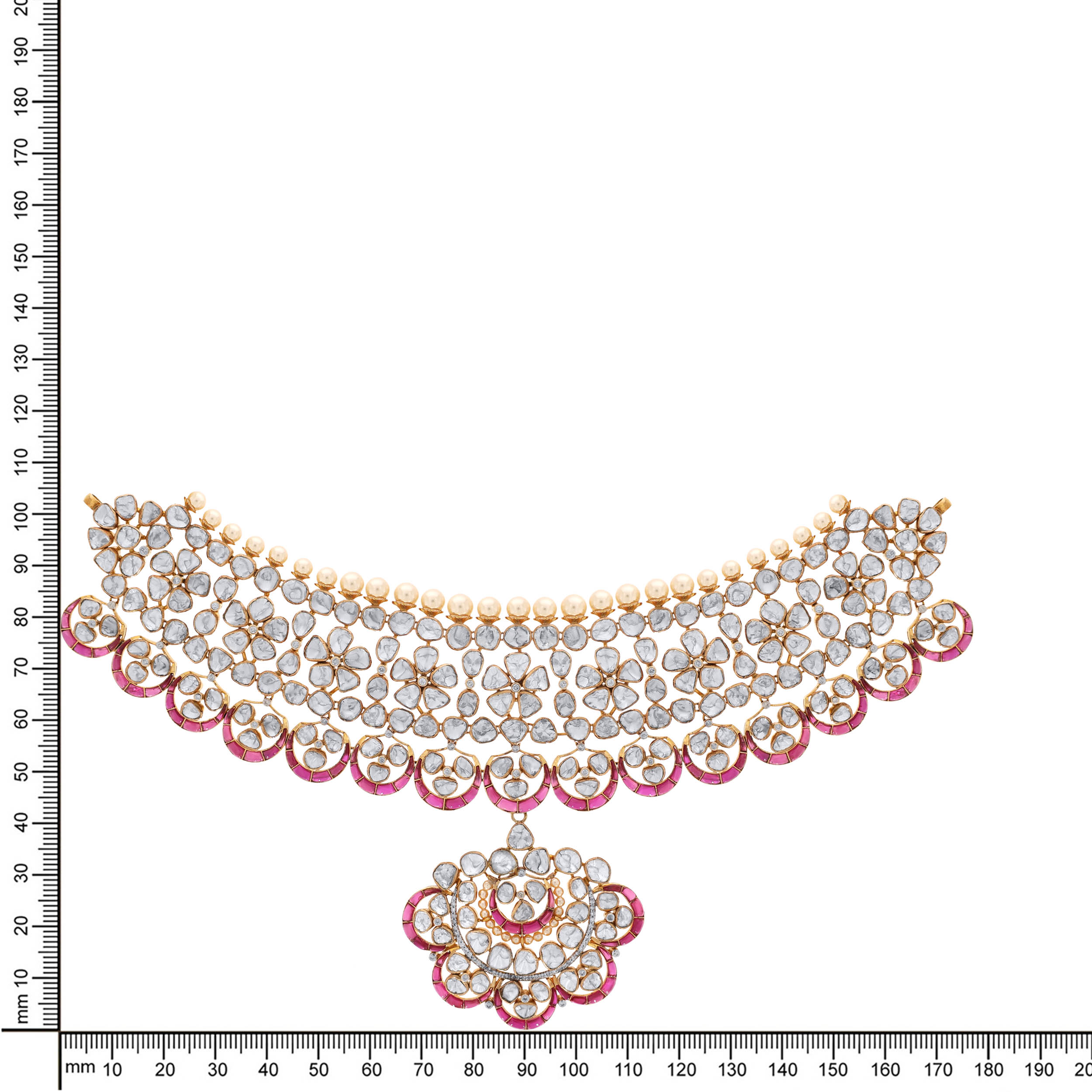 Rosy Grandeur Polki Necklace - Senco Gold and Diamonds
