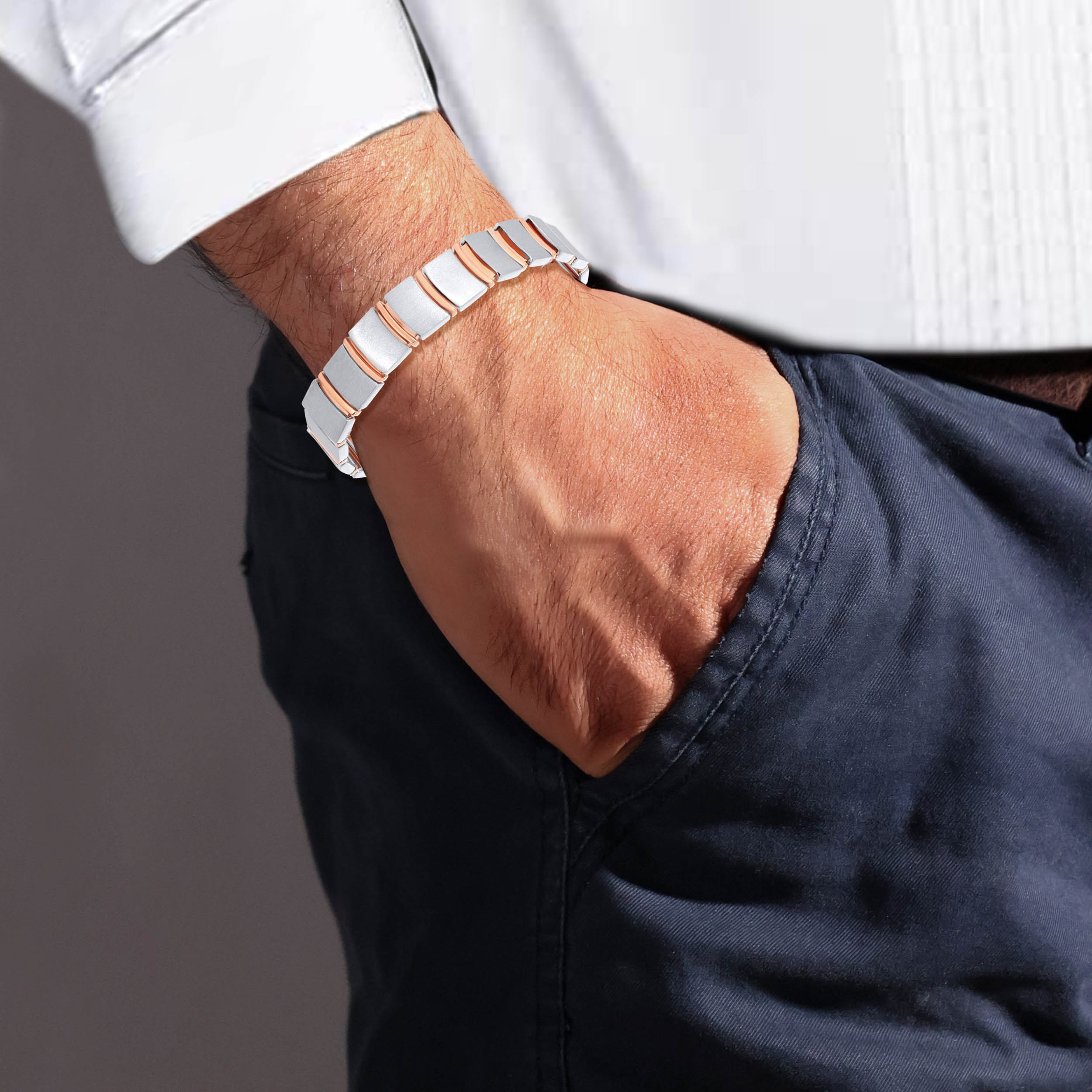 Vigorous Track Men Platinum Wristlet - Senco Gold and Diamonds