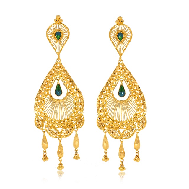 Droplet Poise Gold Danglers - Senco Gold and Diamonds