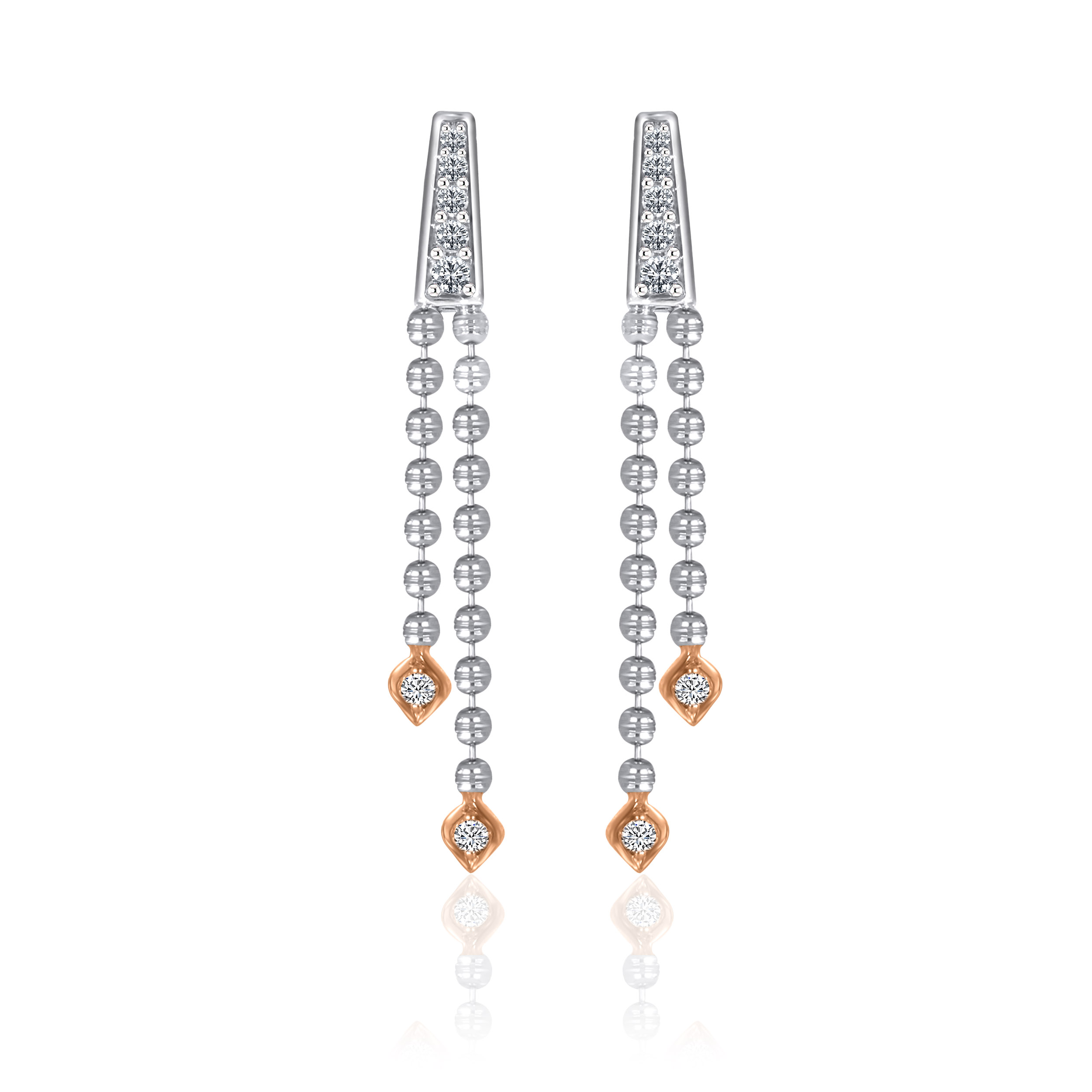 Glinting Droplets Platinum Diamond Earrings - Senco Gold and Diamonds