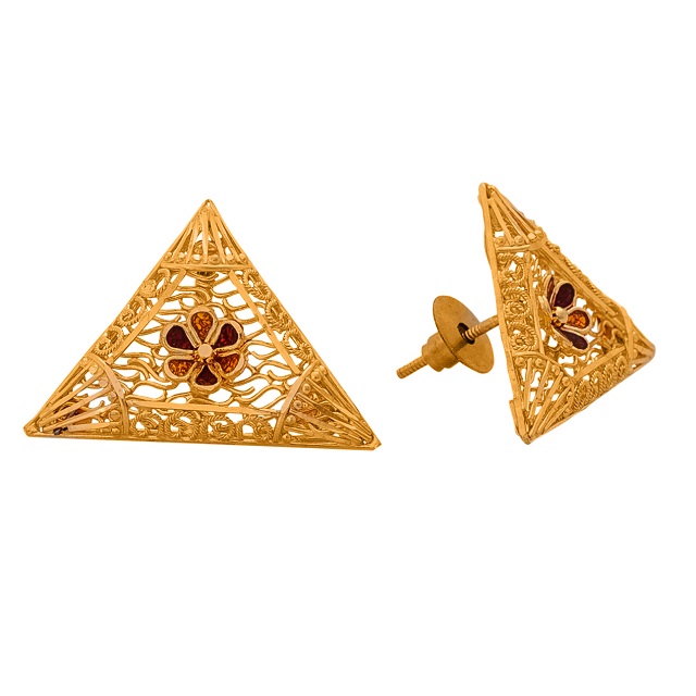 Gold triangle hot sale earrings studs