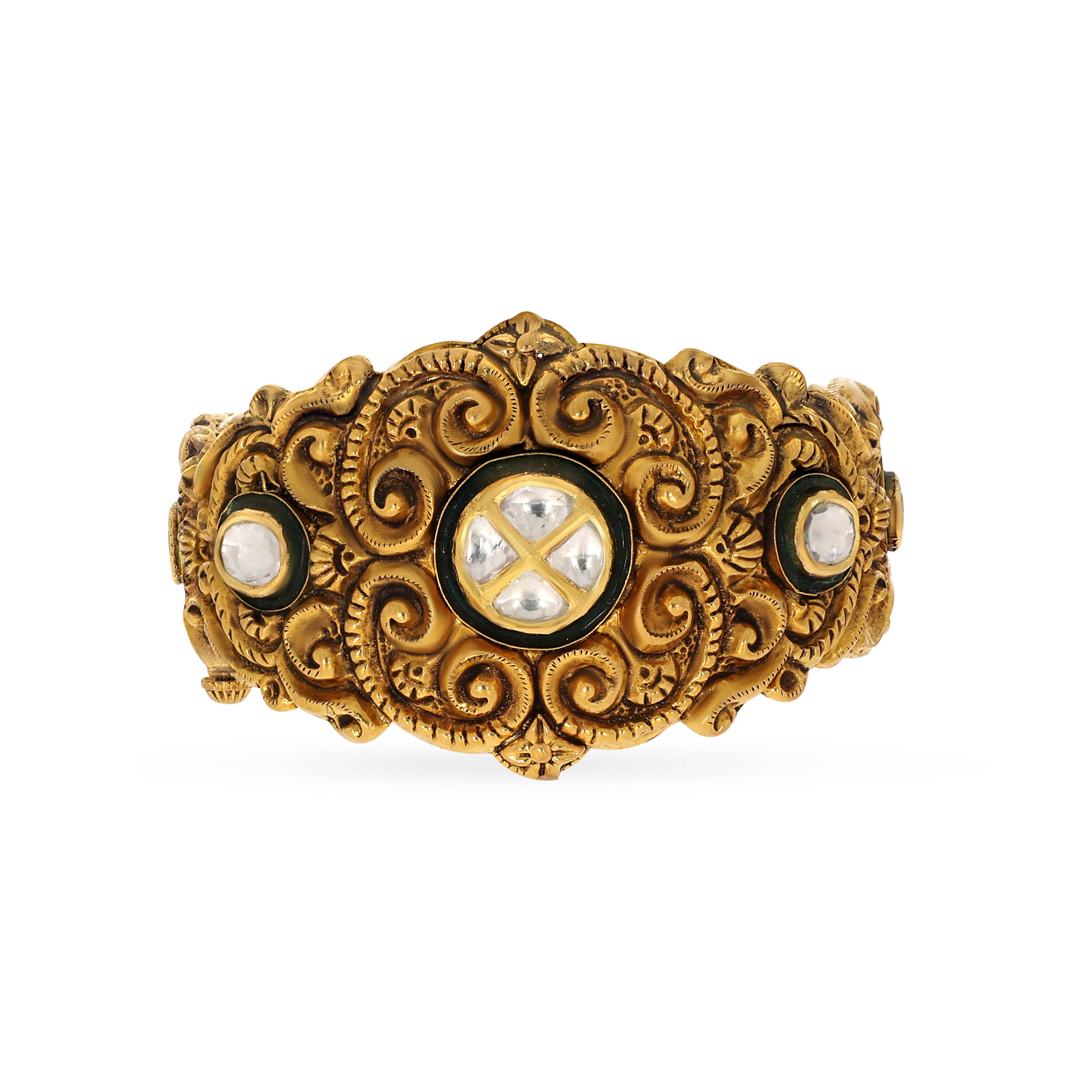 Princess Bloom Antique Gold Chur Bangle - Senco Gold and Diamonds