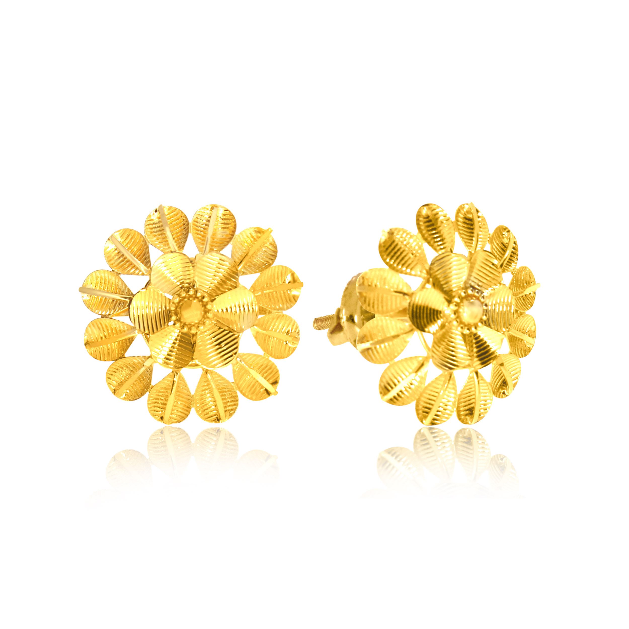 Splendid Flower Gold Studs - Senco Gold and Diamonds