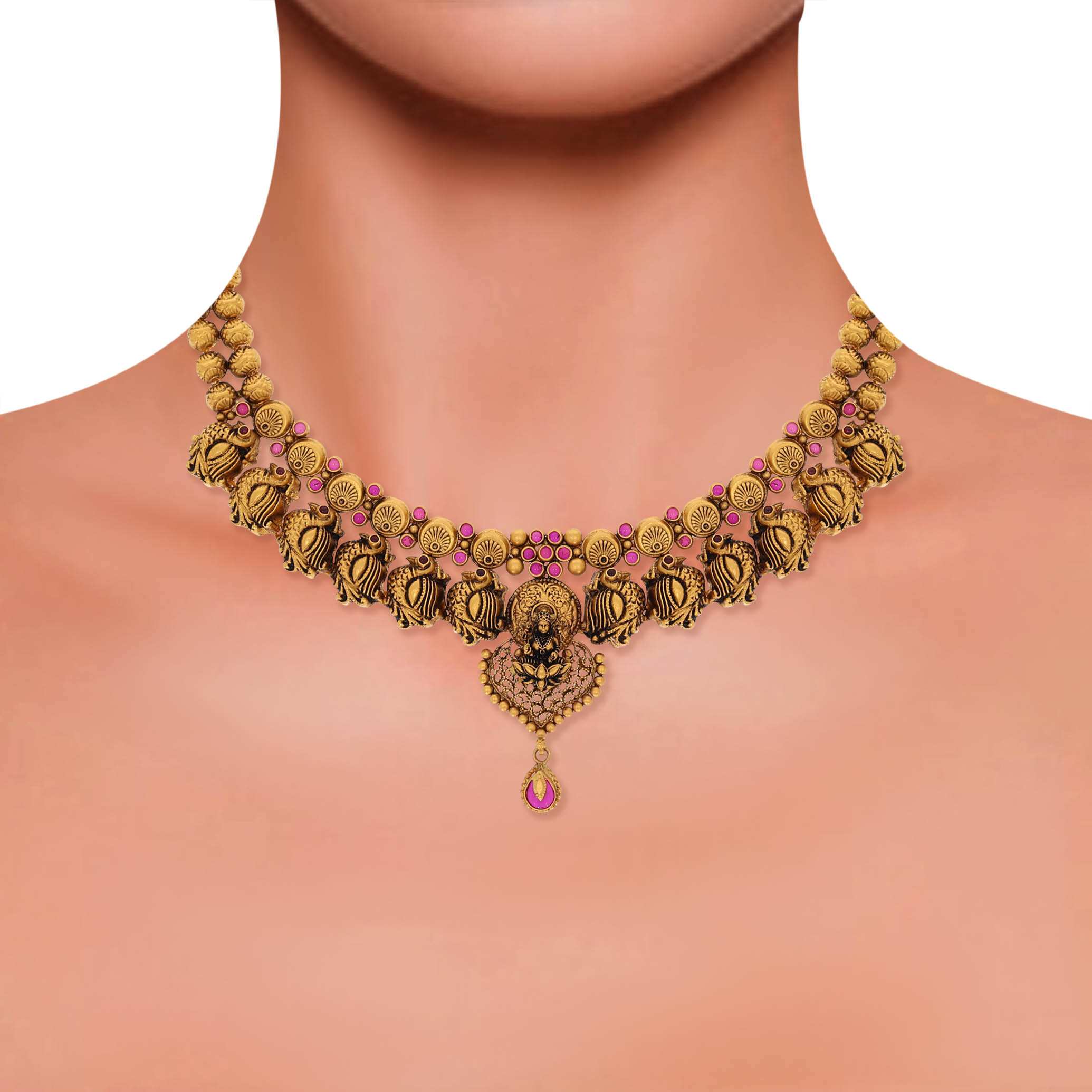 Blessings of Lakshmi Antique Gold Necklace - Senco Gold and Diamonds