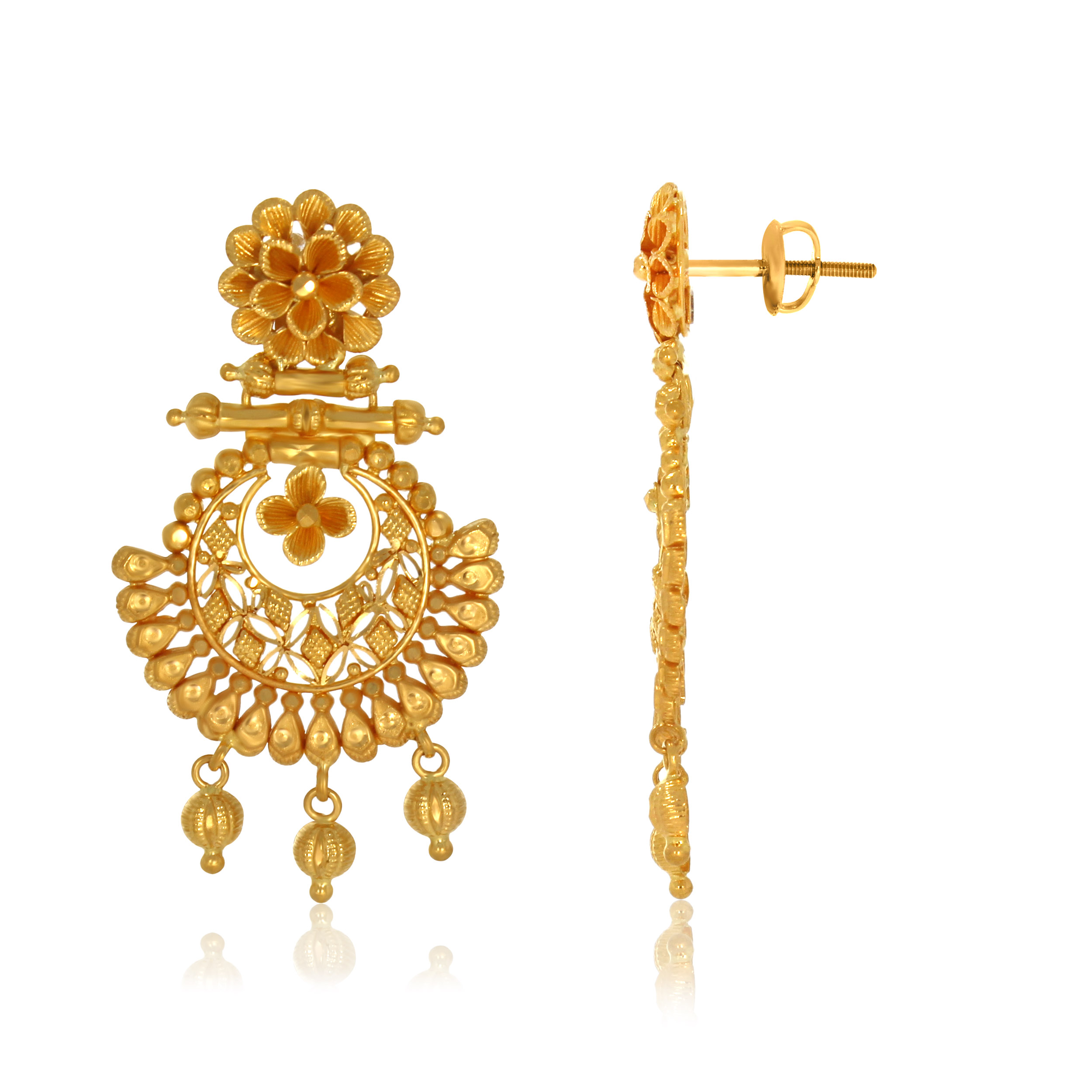 Floral Gold Chandelier Earrings - Senco Gold and Diamonds