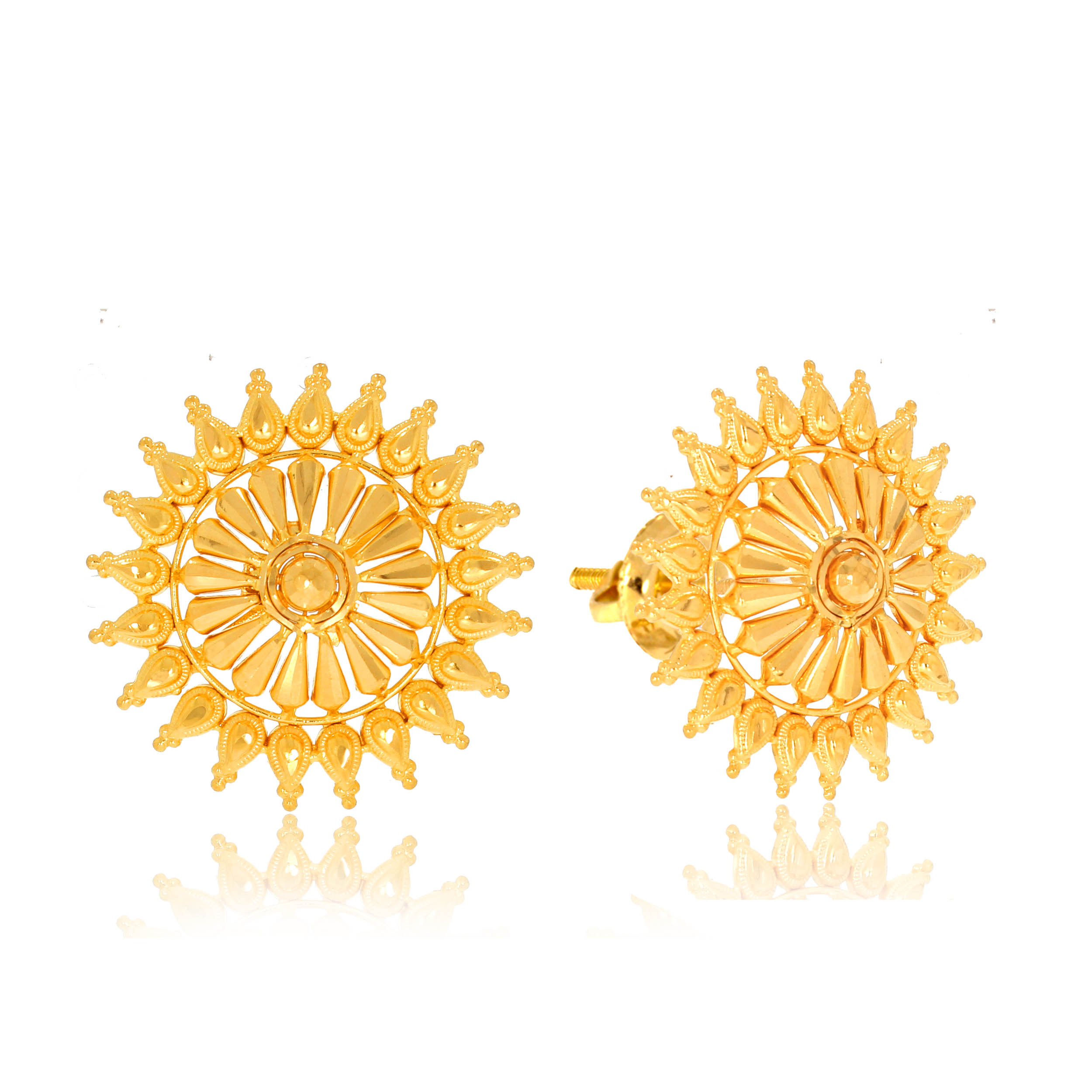 Expressive Sun Gold Studs - Senco Gold and Diamonds