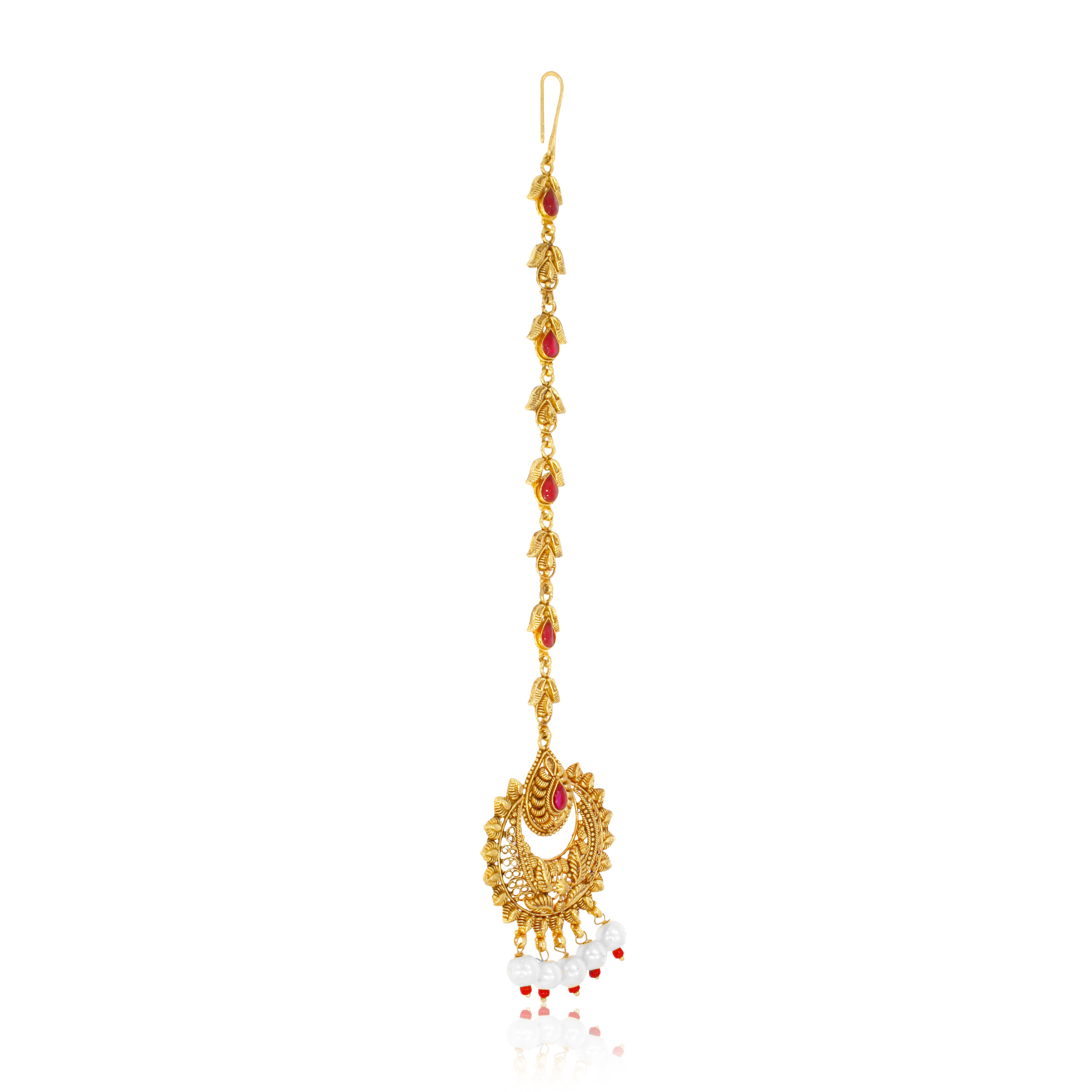 Ethnic Sunbeam Gold Maang Tikka - Senco Gold and Diamonds