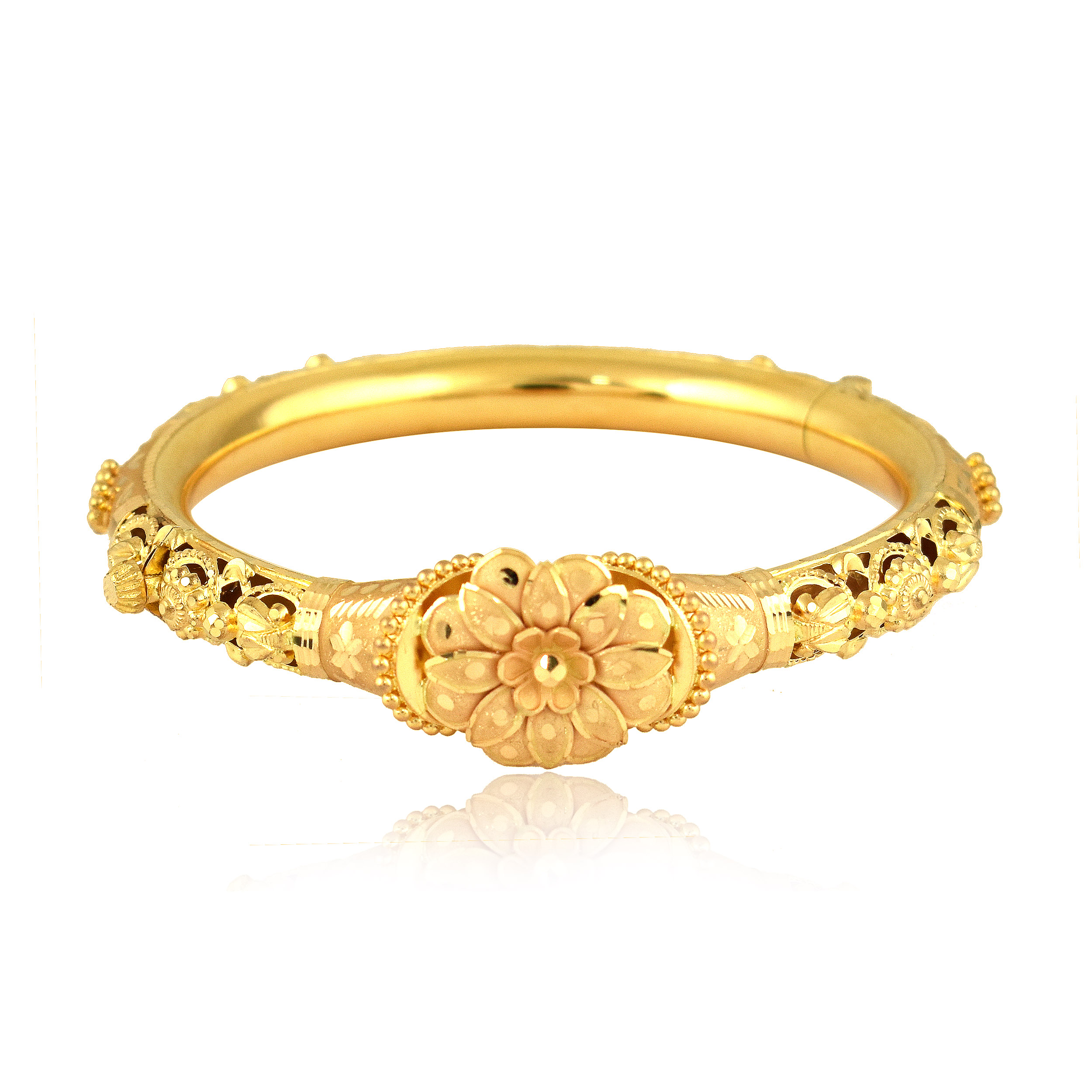 Expressive Bloom Gold Chur Bangle - Senco Gold and Diamonds