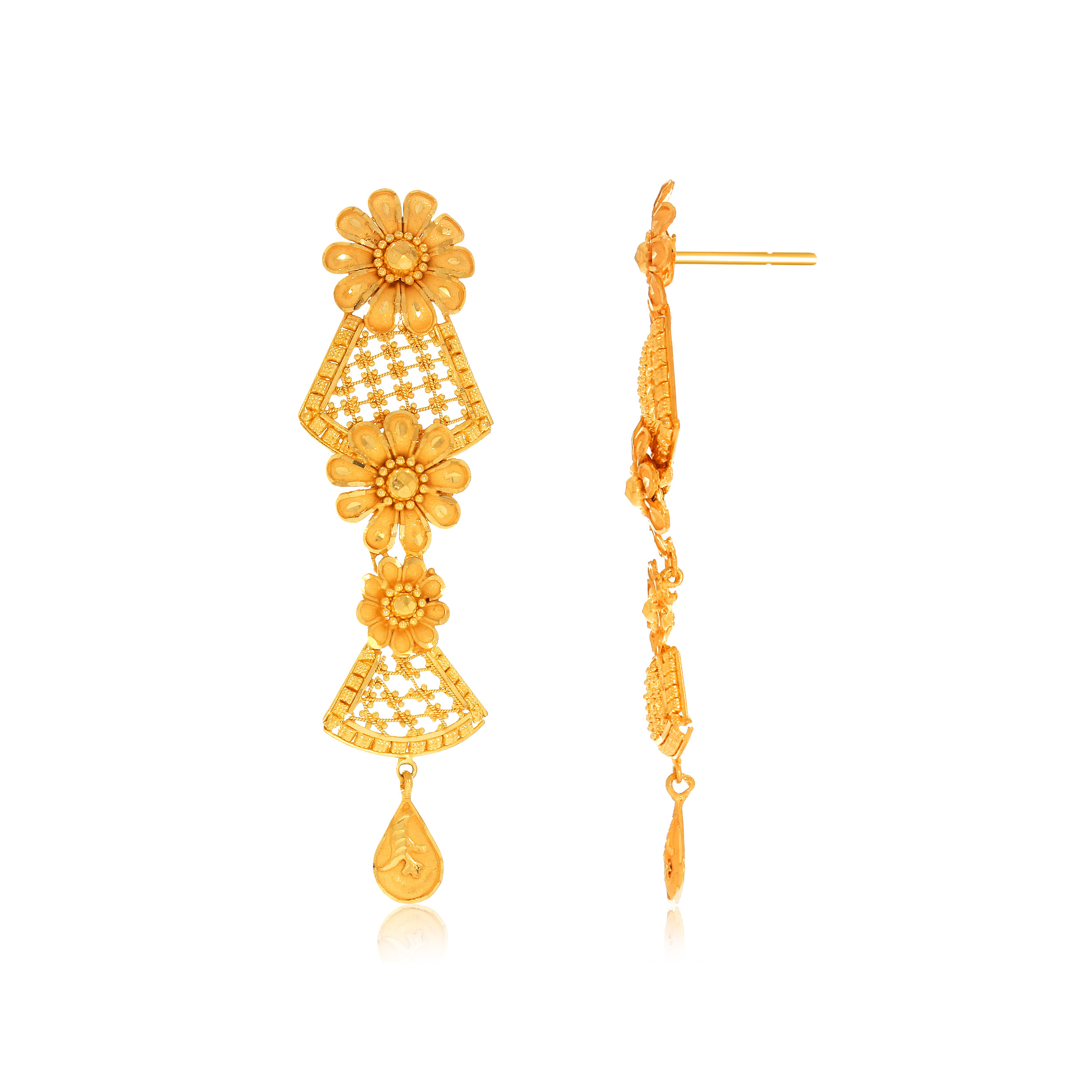 Floral Trio Gold Earrings - Senco Gold and Diamonds